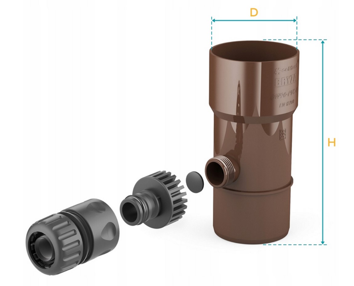 ZBIERACZ WODY DESZCZOWEJ ODZYSKIWACZ fi 90 BRĄZOWY Kod producenta ODZYSKIWACZ WODY DESZCZOWEJ OWD90B
