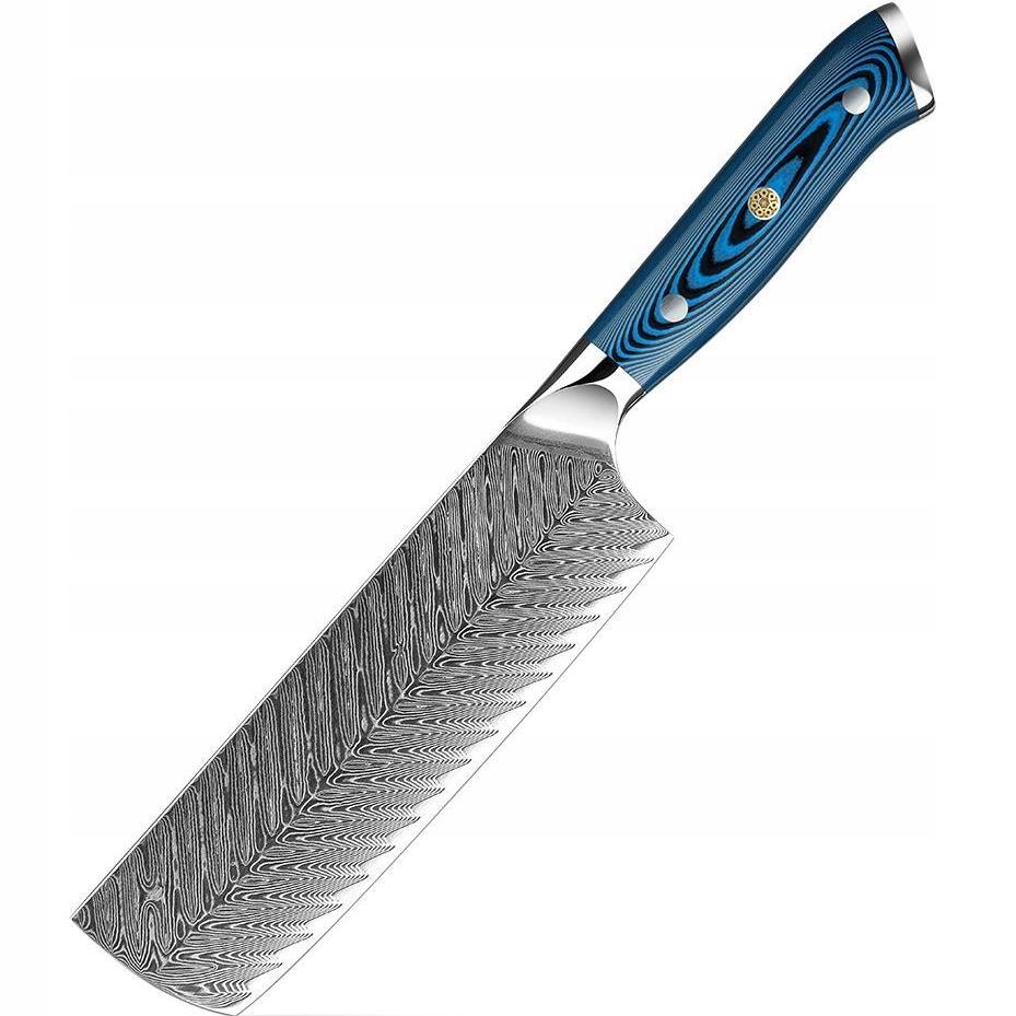 Damaškový kuchynský nôž Tukami Nakiri/Modrá KP-37503