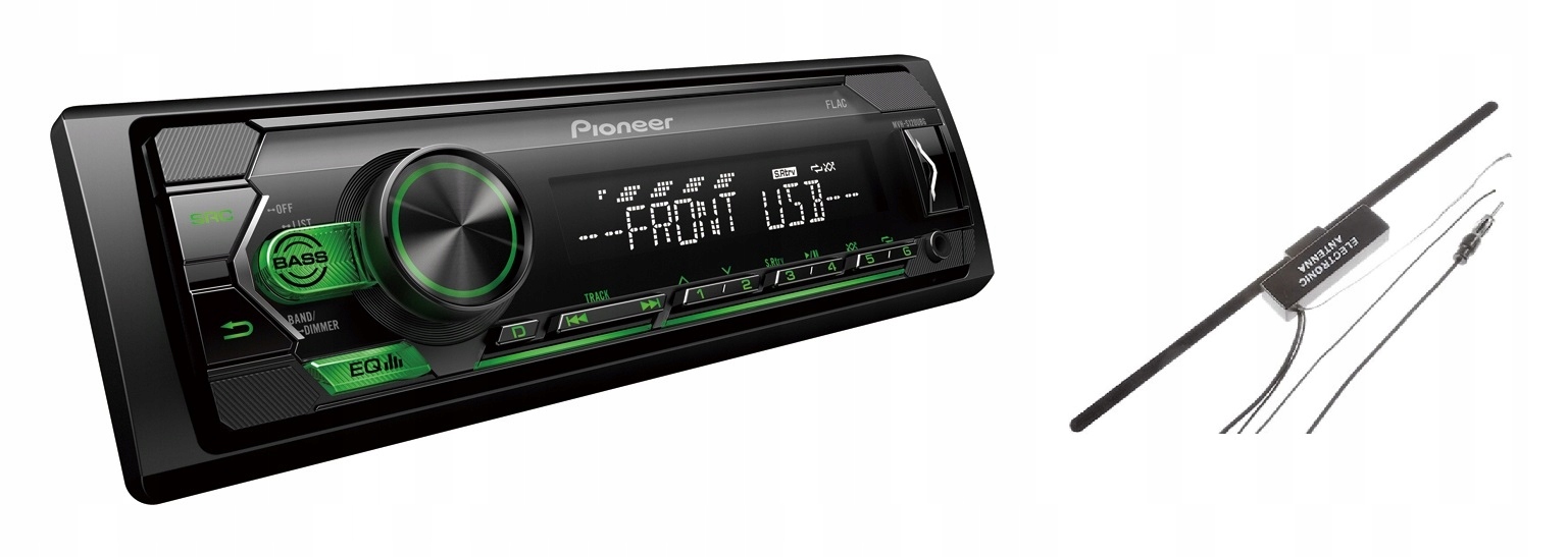 Pioneer MVH-S120UBG autorádio Aux MP3 Usb Mosfet- Zelené ++ Anténa