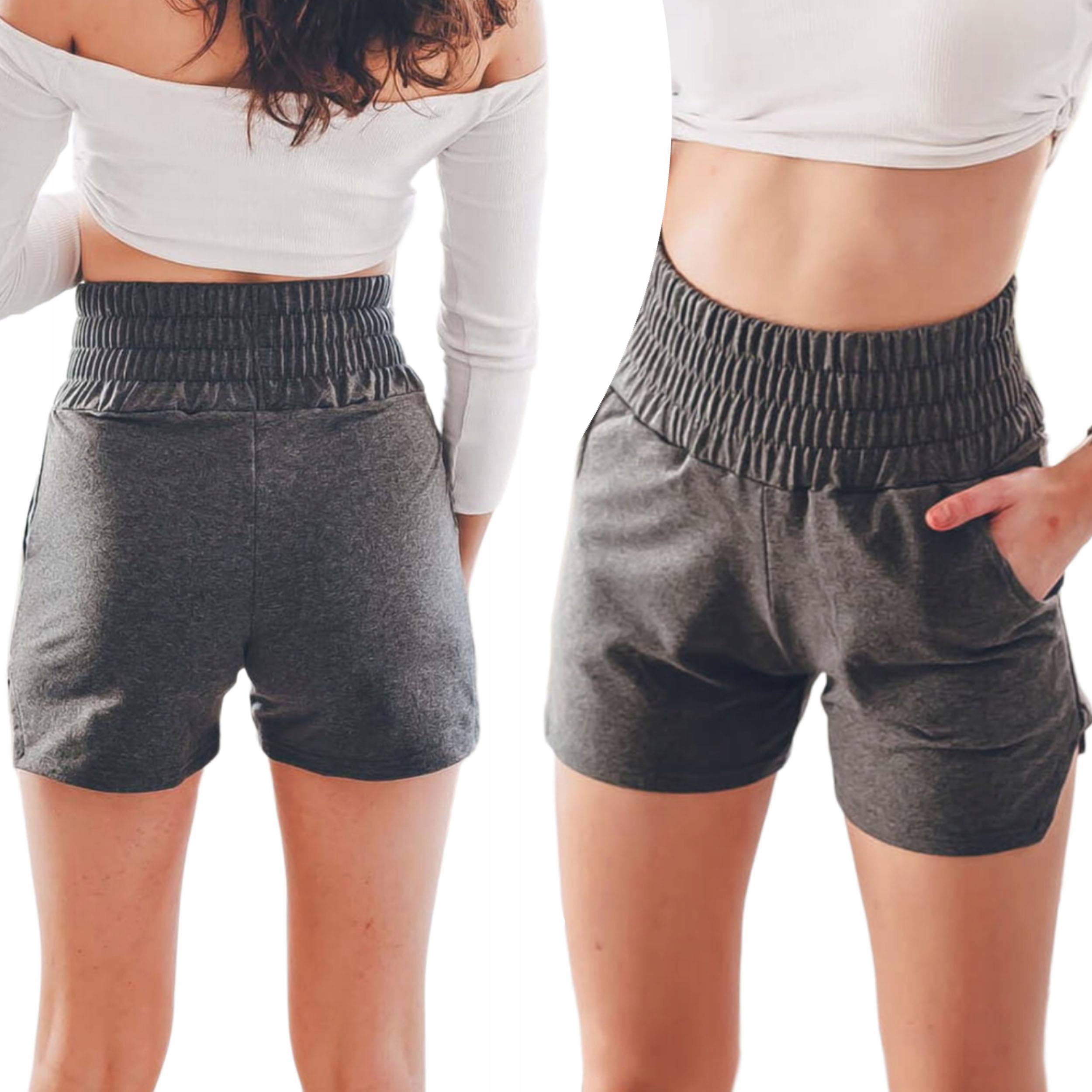 

Damskie krótkie spodenki dresowe szorty grafit M