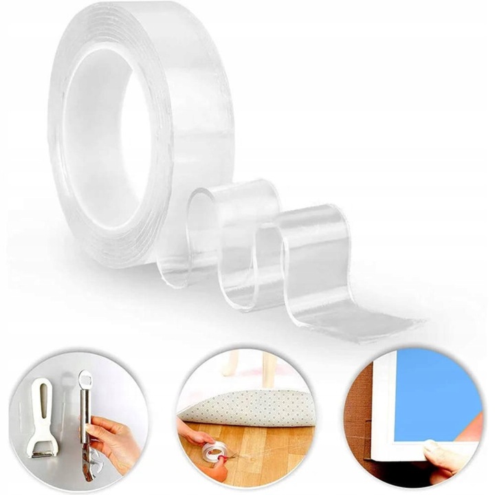 MOCNA TAŚMA DWUSTRONNA 3M. NANO GRIP SAMOPRZYLEPNA WODOODPORNA 300cm JAKOŚĆ Przeznaczenie biurowa