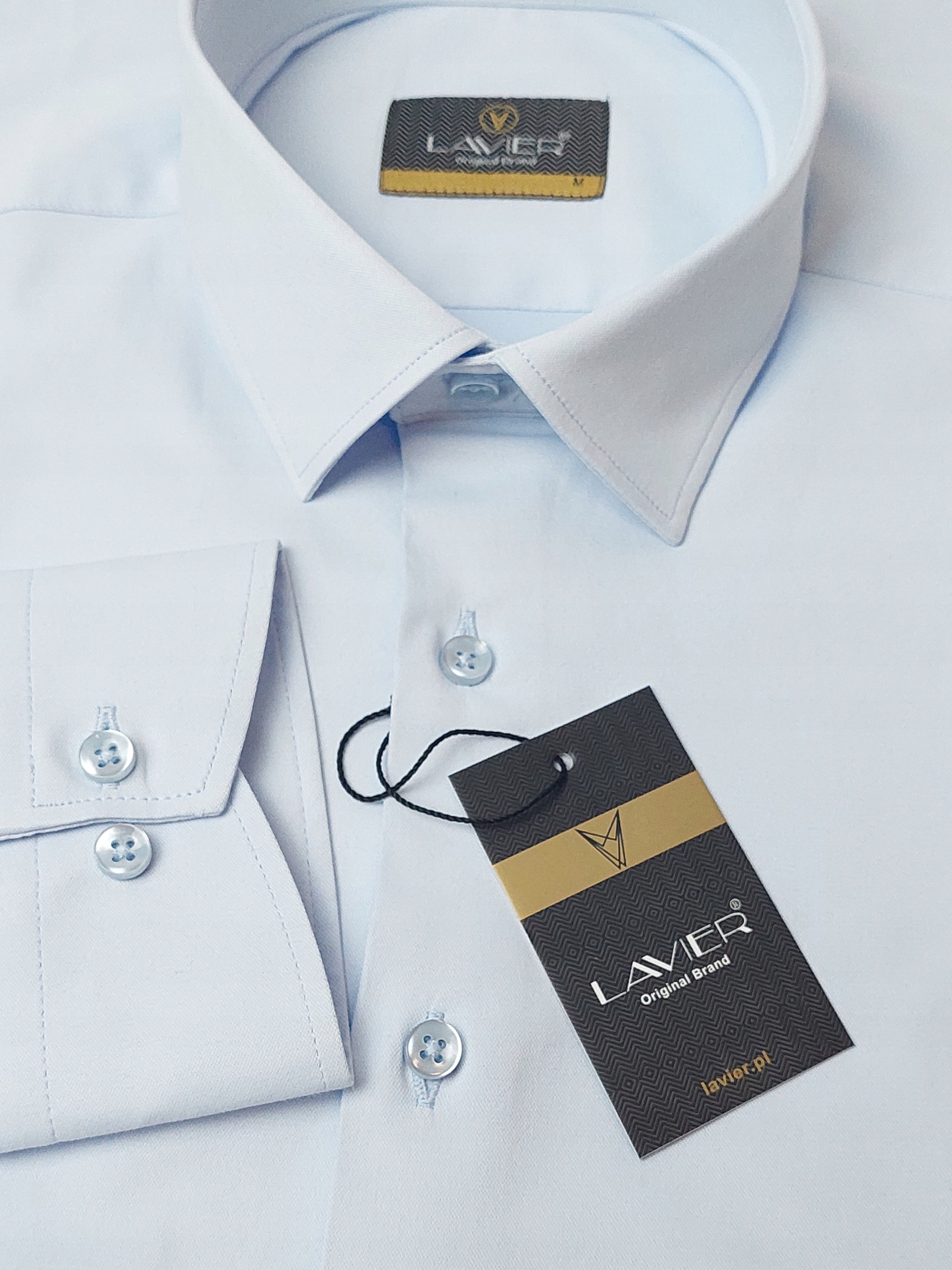 Koszula męska Błękitna dopasowana Lavier - SLIM FIT Bawełna Rozmiar XXL Rozmiar XXL