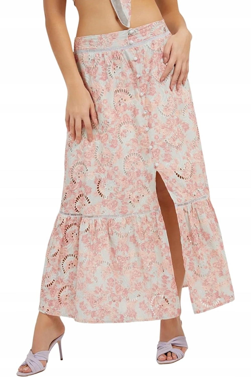 Dámská maxi Sukně Guess květovaná mátová dlouhá bavlna vel. S