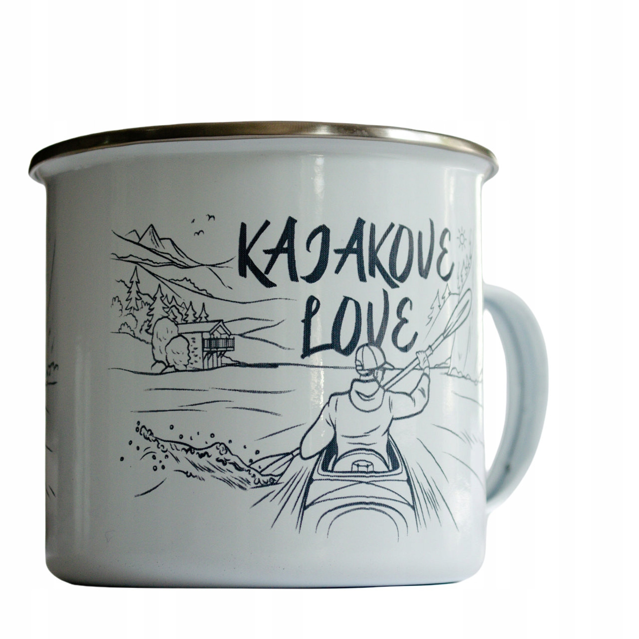 Lehký turistický Hrnček s Uchom, smaltovaný, Ľahký Hrnček Kajakove Love