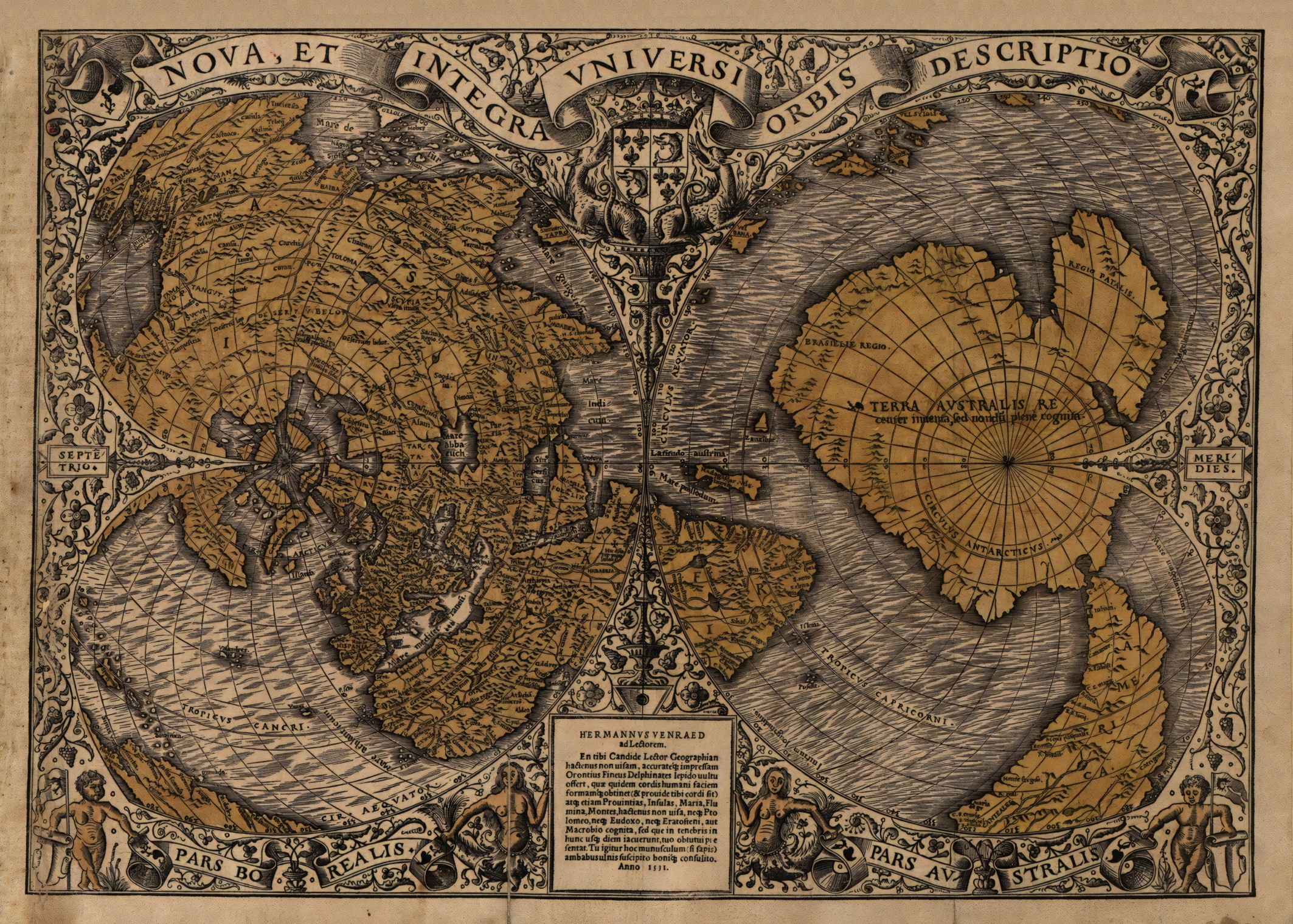 Plaska zem Mapa Nova et integra universi orbis descriptio 120x90 1531r.