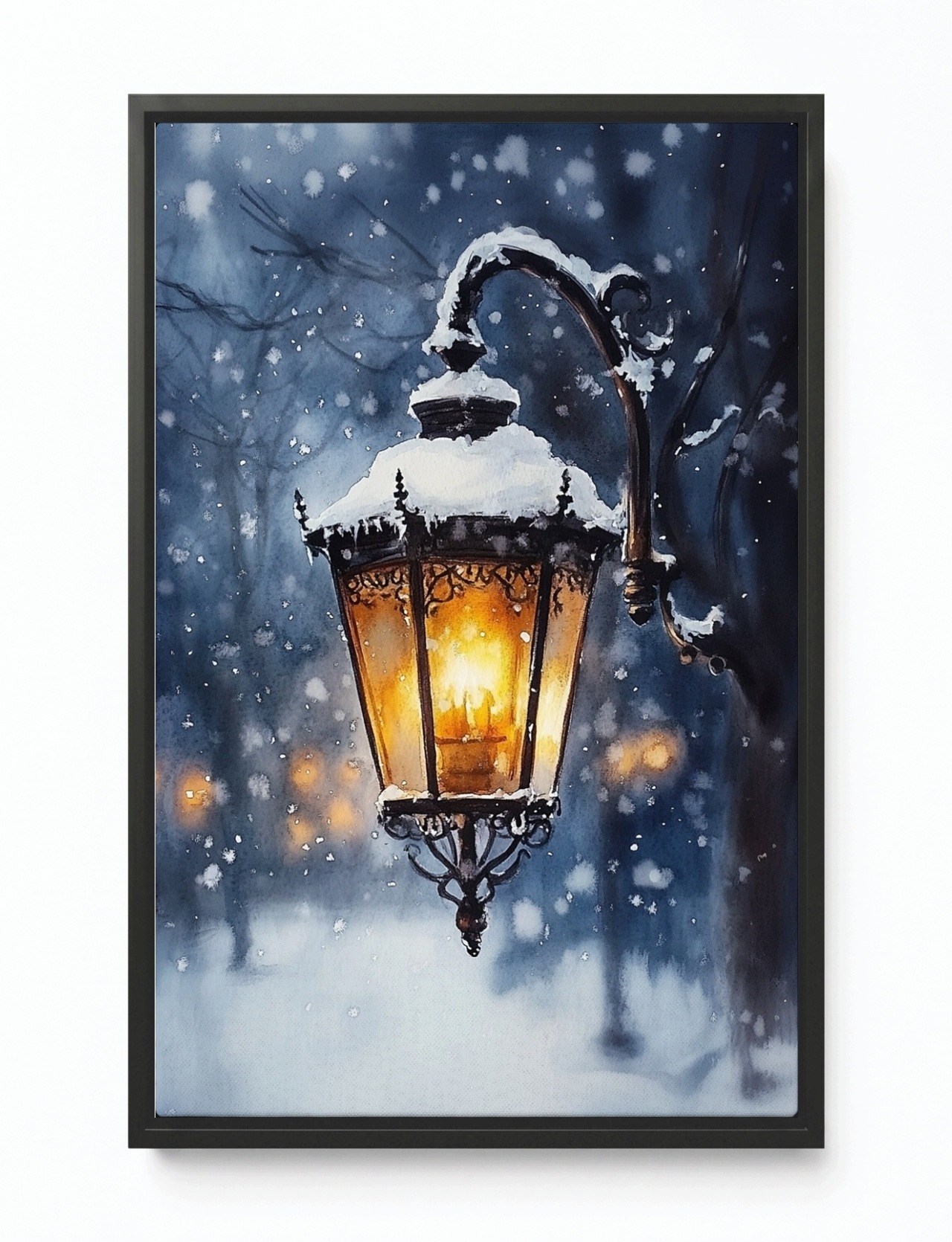 Obraz Rám Americký Box Pouliční Lampa Zima Sníh Vintage Světlo 40x60