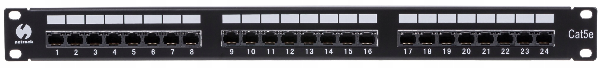 Patch panel Rack 19" 1U 24 porty kat. 5e Utp Netrack z półką patchpanel