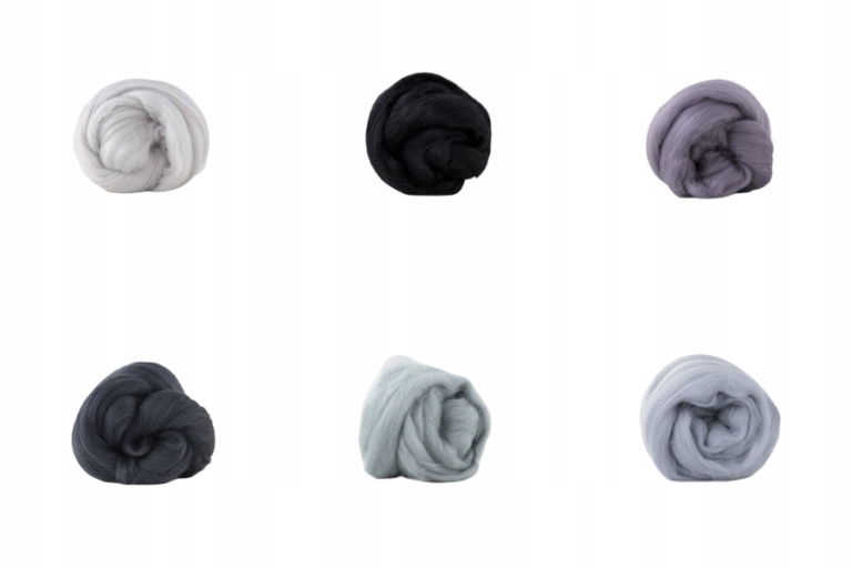 Sada česané vlny 19mic Šedá 6x100g