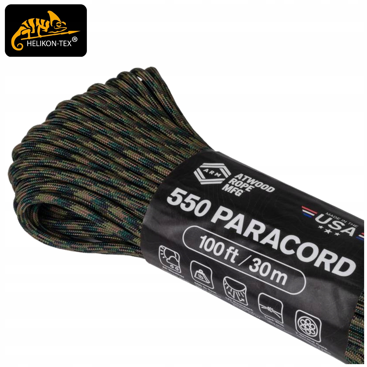 Linka Atwood 550 Rope Paracord 4mm/30m US Woodland Marka Atwood Rope MFG