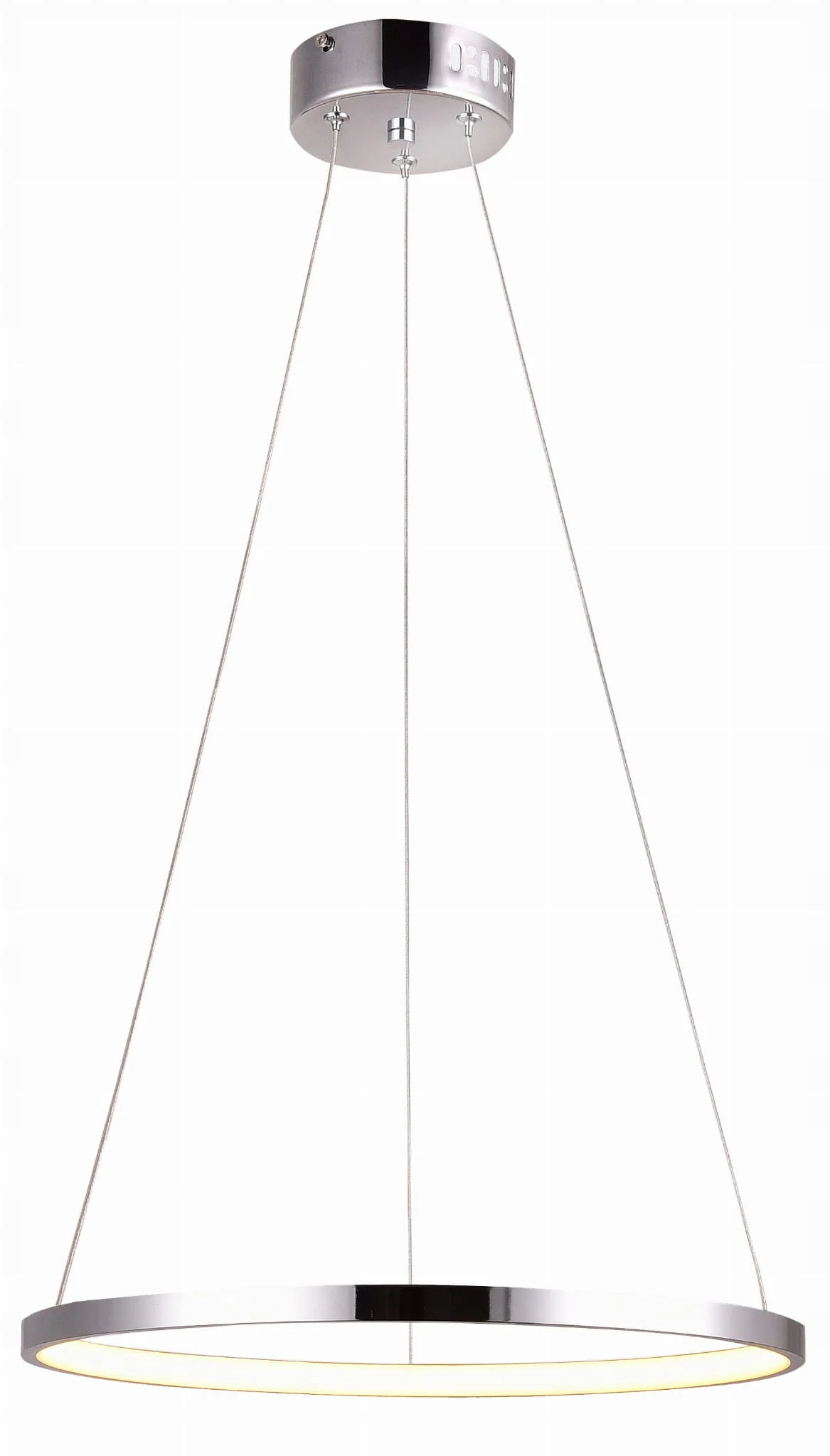 Moderní chromový Led lustr nad stůl do obývacího pokoje kulatý 40 cm Candellux