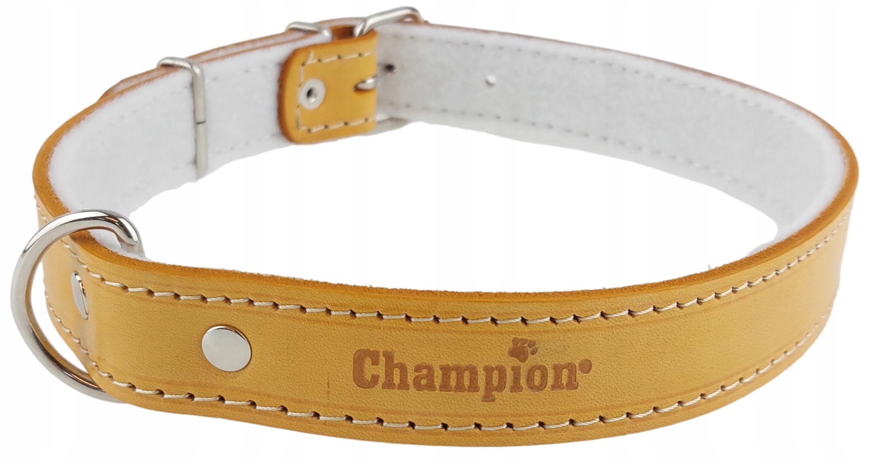 Levně Obojek pro psa Lícová kůže Polský Výrobce Champion 70 cm/3 cm Orange