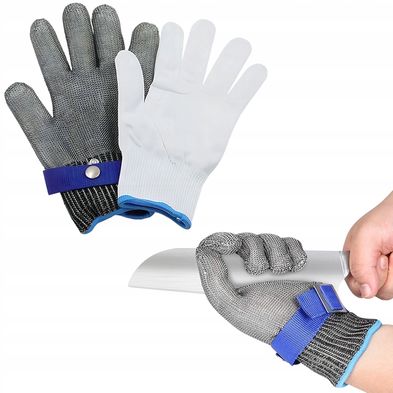 OCHRONNA STALOWA METALOWA ODPORNA NA PRZECIĘCIA OSTRZE RZEŹNICZA XL