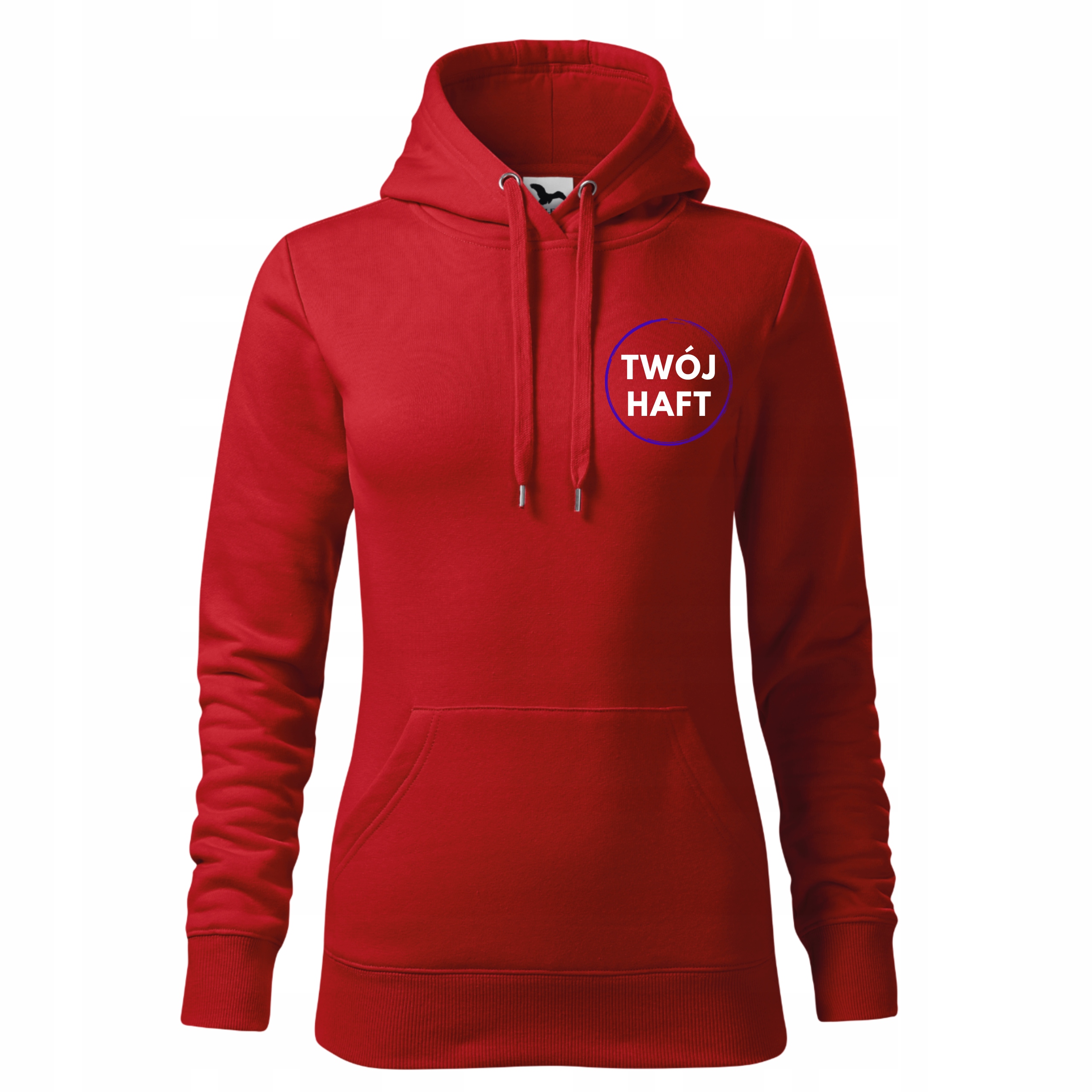 Dámská Mikina S Kapucí , výšivkou, potiskem loga společnosti a textem, červená Xs