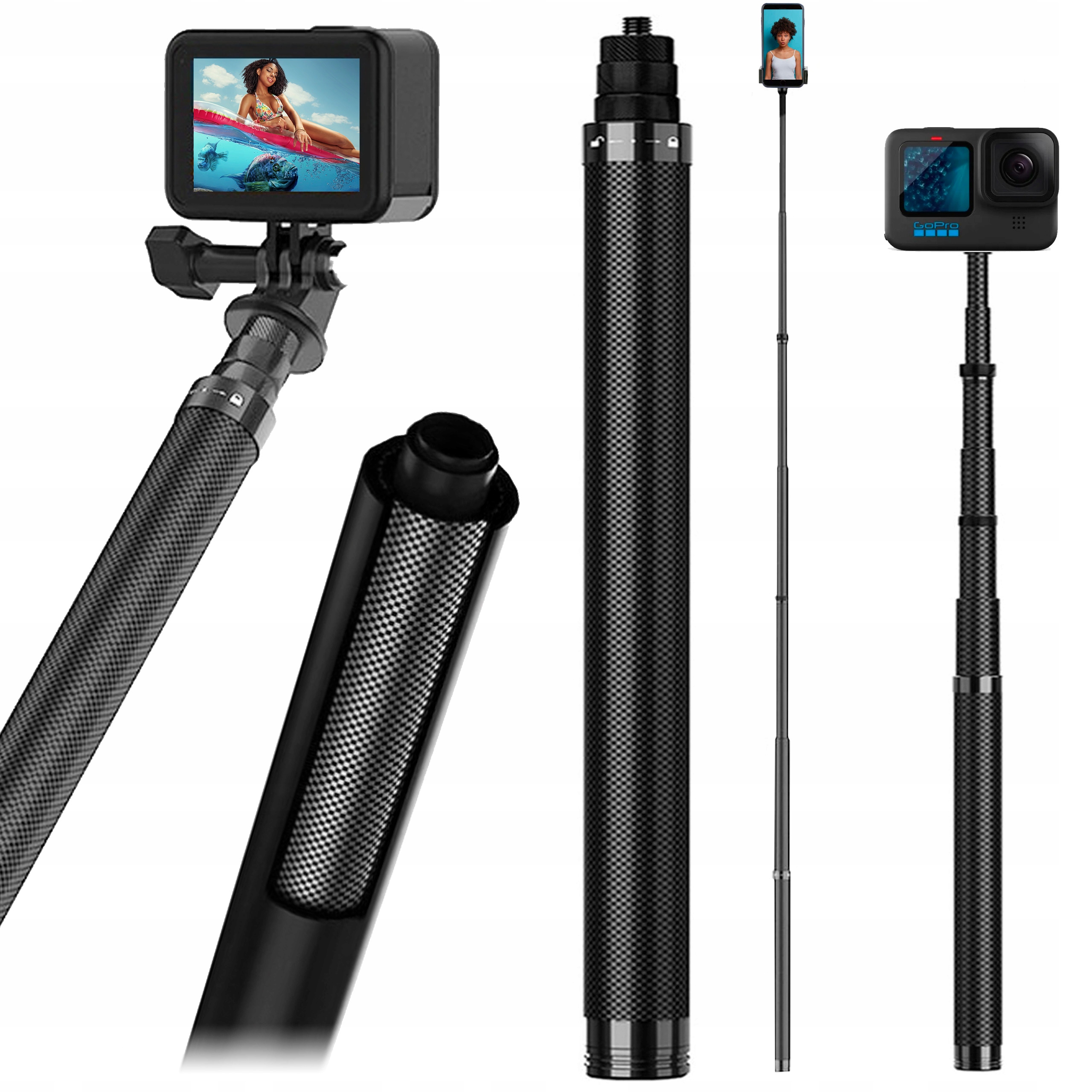 

Kijek Monopod Karbonowy 100cm do Kamer GoPro Dji