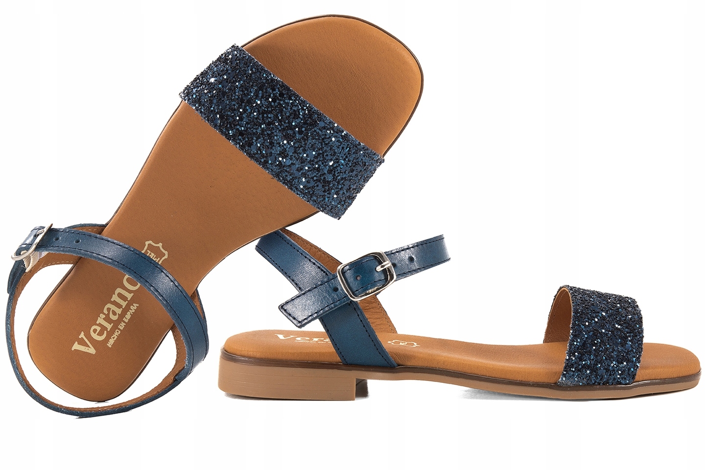 Verano 3090 Dámské Sandály Španělské Kůže Se Třpytkami, tmavě modré, velikost 37