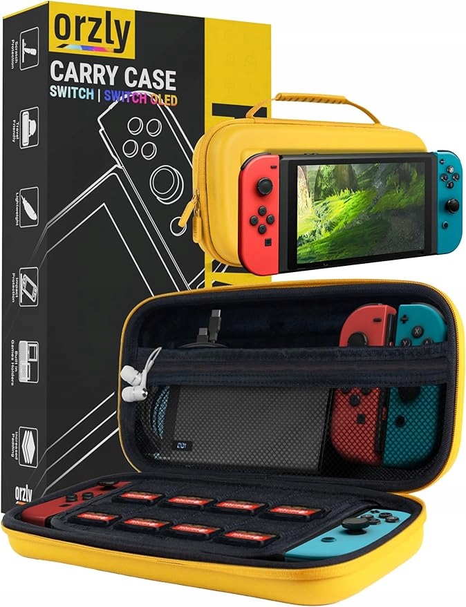 Etui Carry Case futerał na konsolę Nintendo Switch Oled żółte twarde Orzly