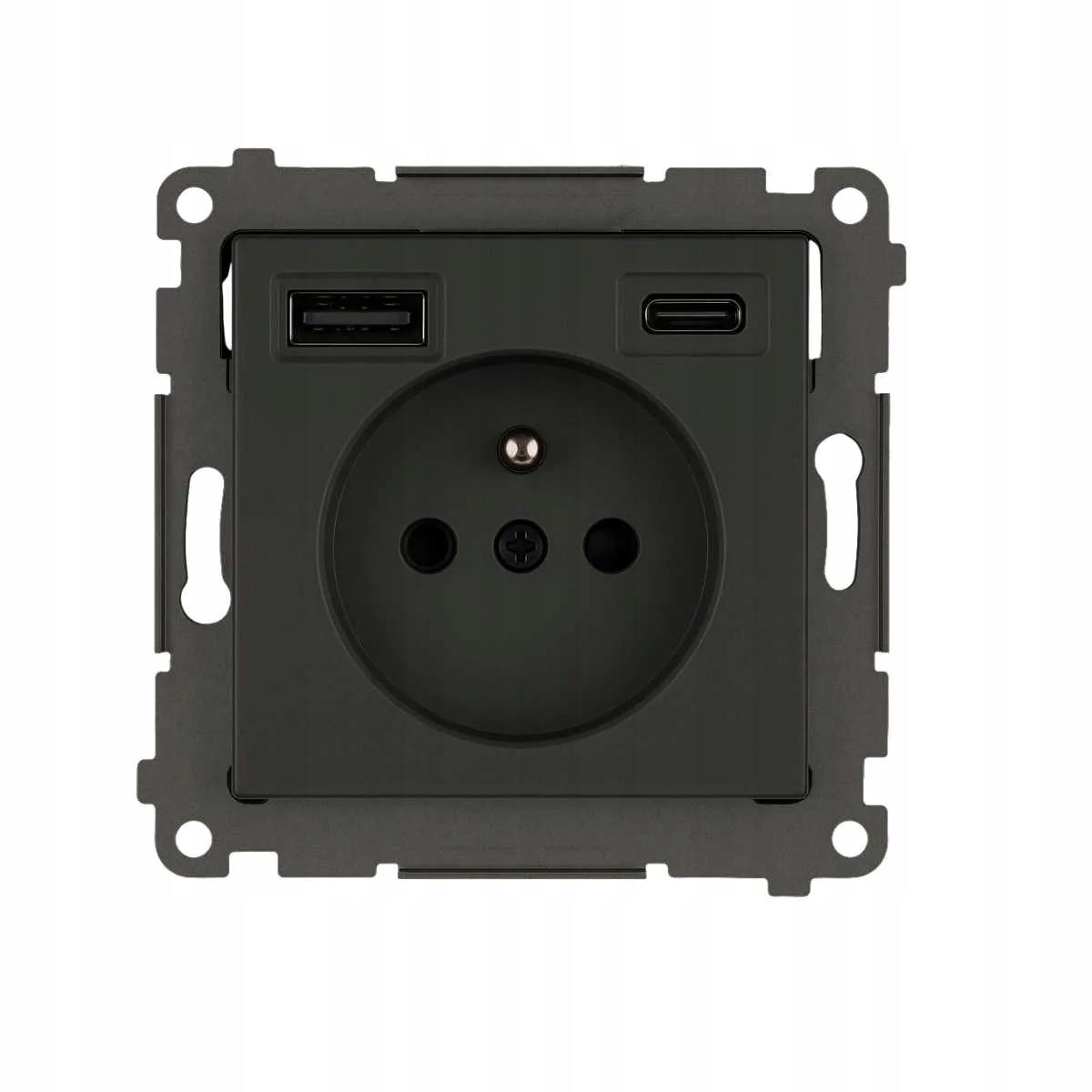 Elektrická zásuvka s nabíječkou Usb C a A antracit Kontakt Simon 54