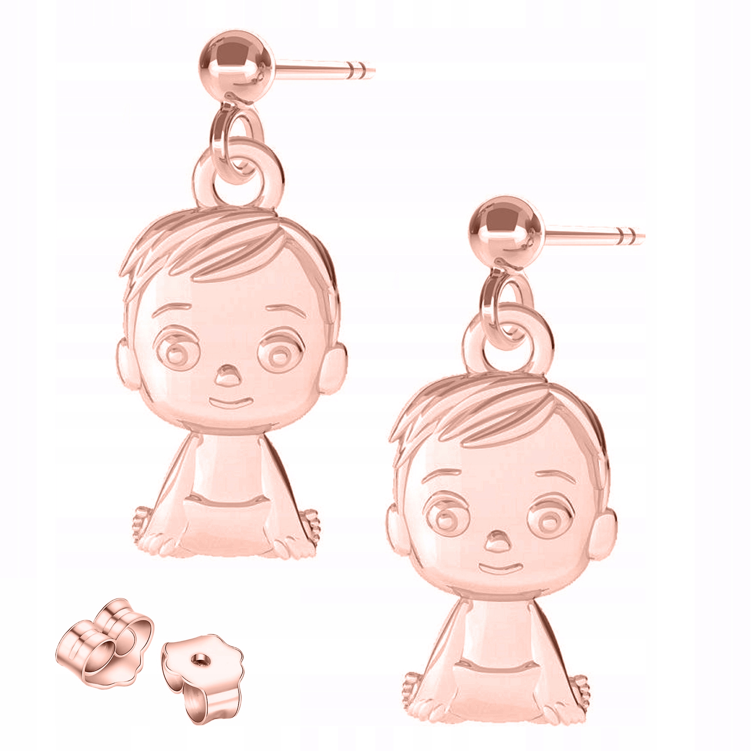 Náušnice Pozlacené plechy s chlapci Rodina Family Chlapec Stříbro 925