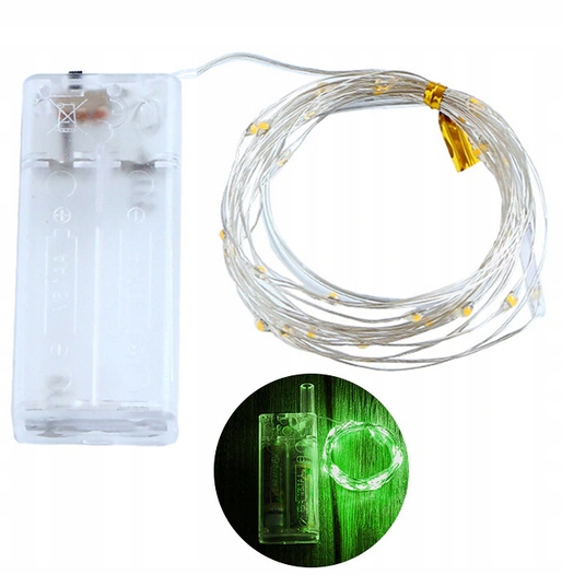 

Lampki Na Druciku 20 Led Diody Zielone Baterie