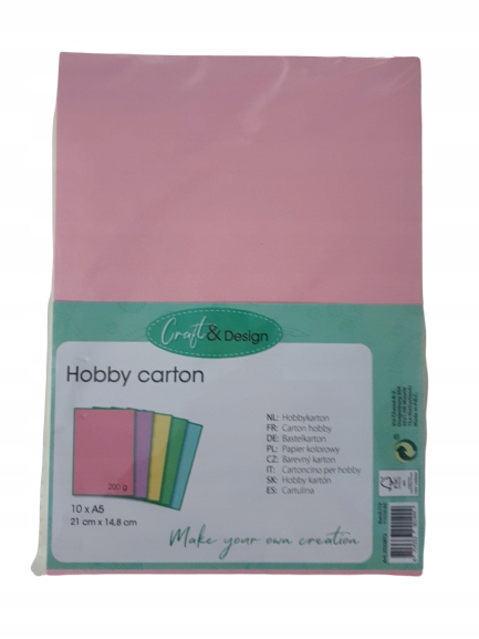 

Papier kolorowy hobby carton A5 Pastel