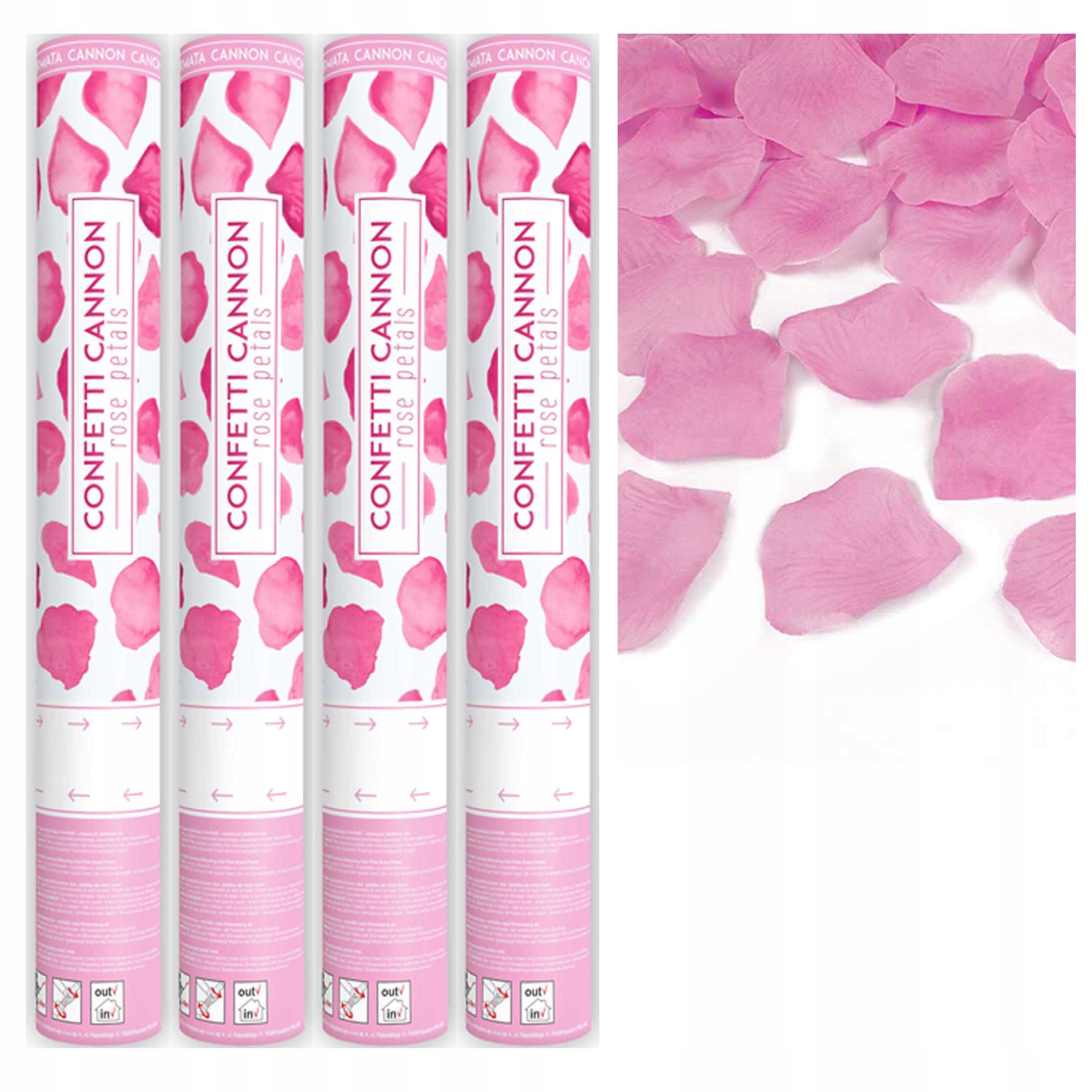 TUBY STRZELAJĄCE płatki róż RÓŻOWE KONFETTI ŚLUB PIERWSZY TANIEC 40cm x4szt