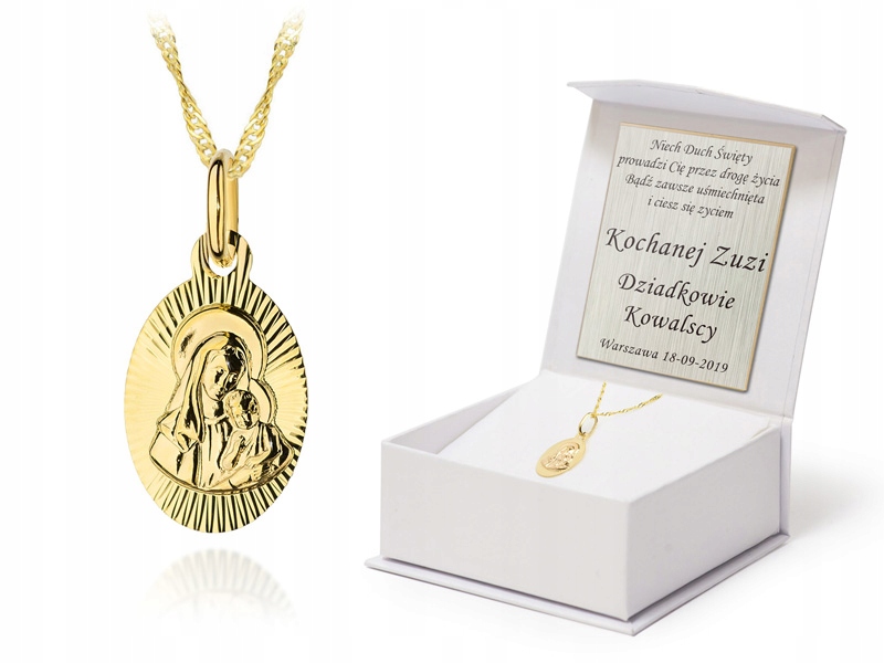 Zlatý Komplet Medailonek Matka Boží Řetízek p585