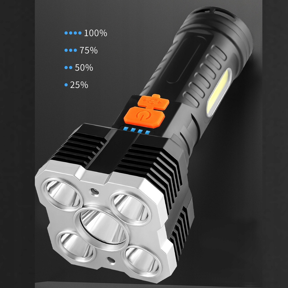 MOCNA LATARKA LED SZPERACZ 4 TRYBY MOCNE ŚWIATŁO DO PIWNICY GARAŻU LASU Materiał ABS