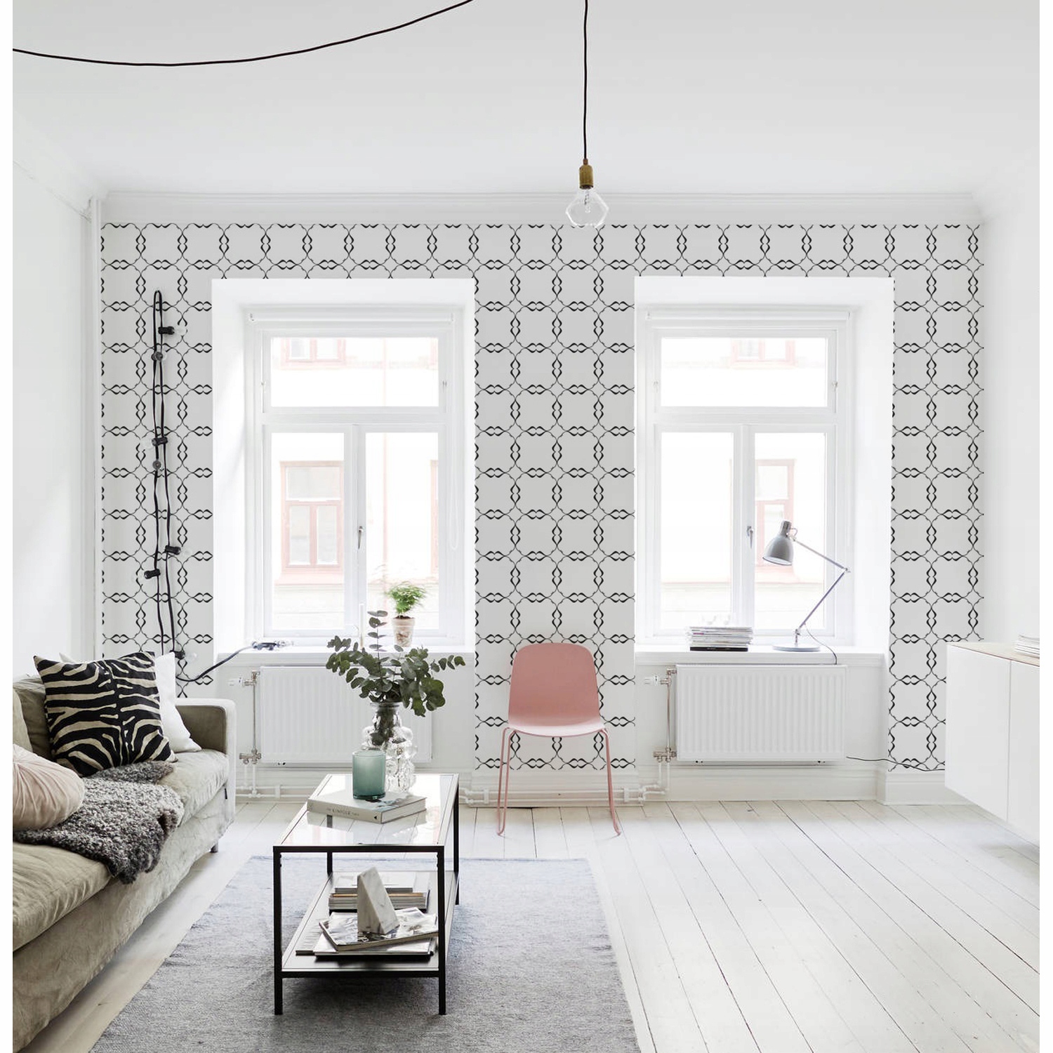 

Tapeta ścienna Faliste koła czarno-białe 290x290cm