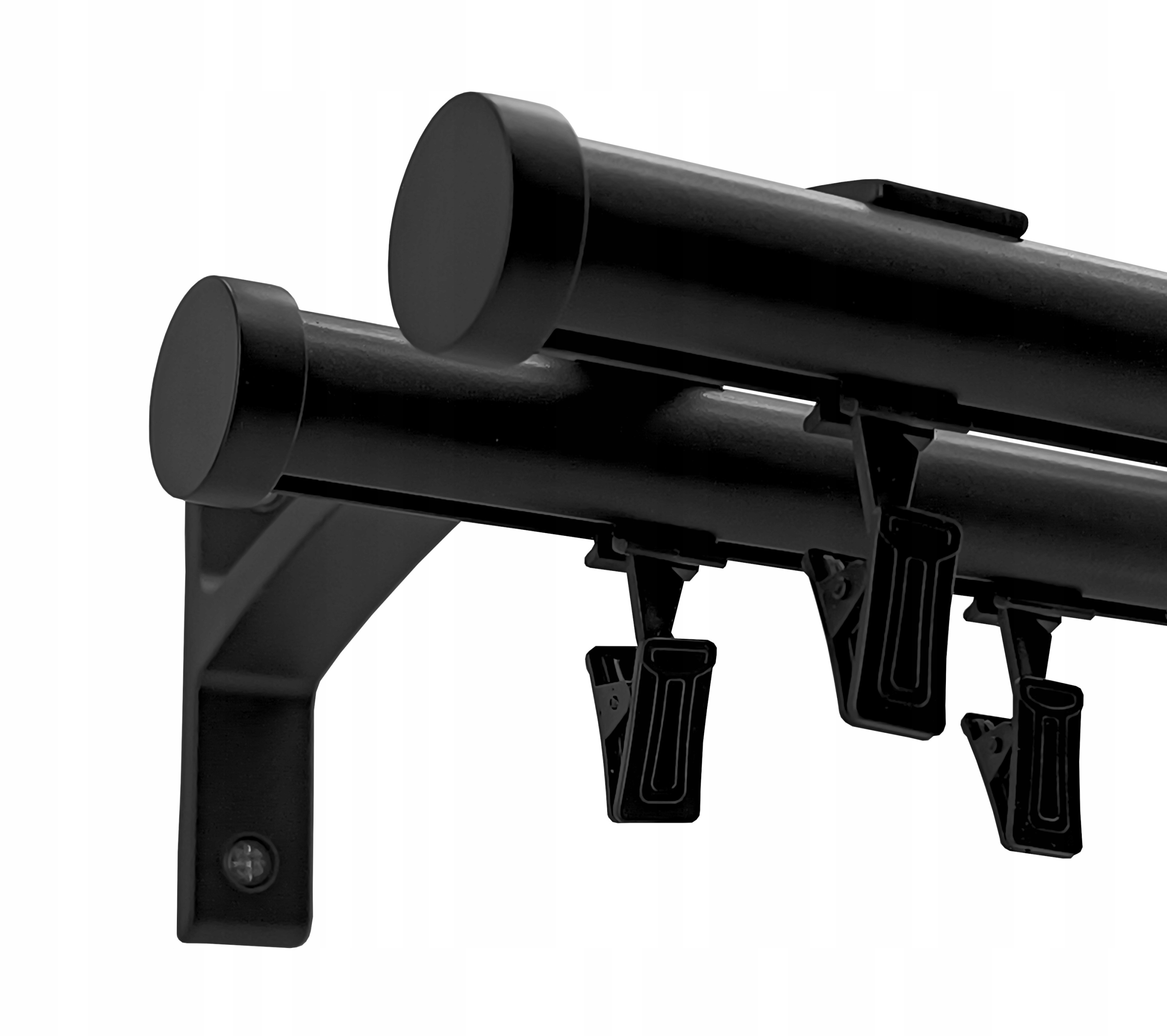 KARNISZ SZYNOWY ALUMINIOWY 20+20mm CZARNY 250cm LUNA żabki Długość drążka 250 cm