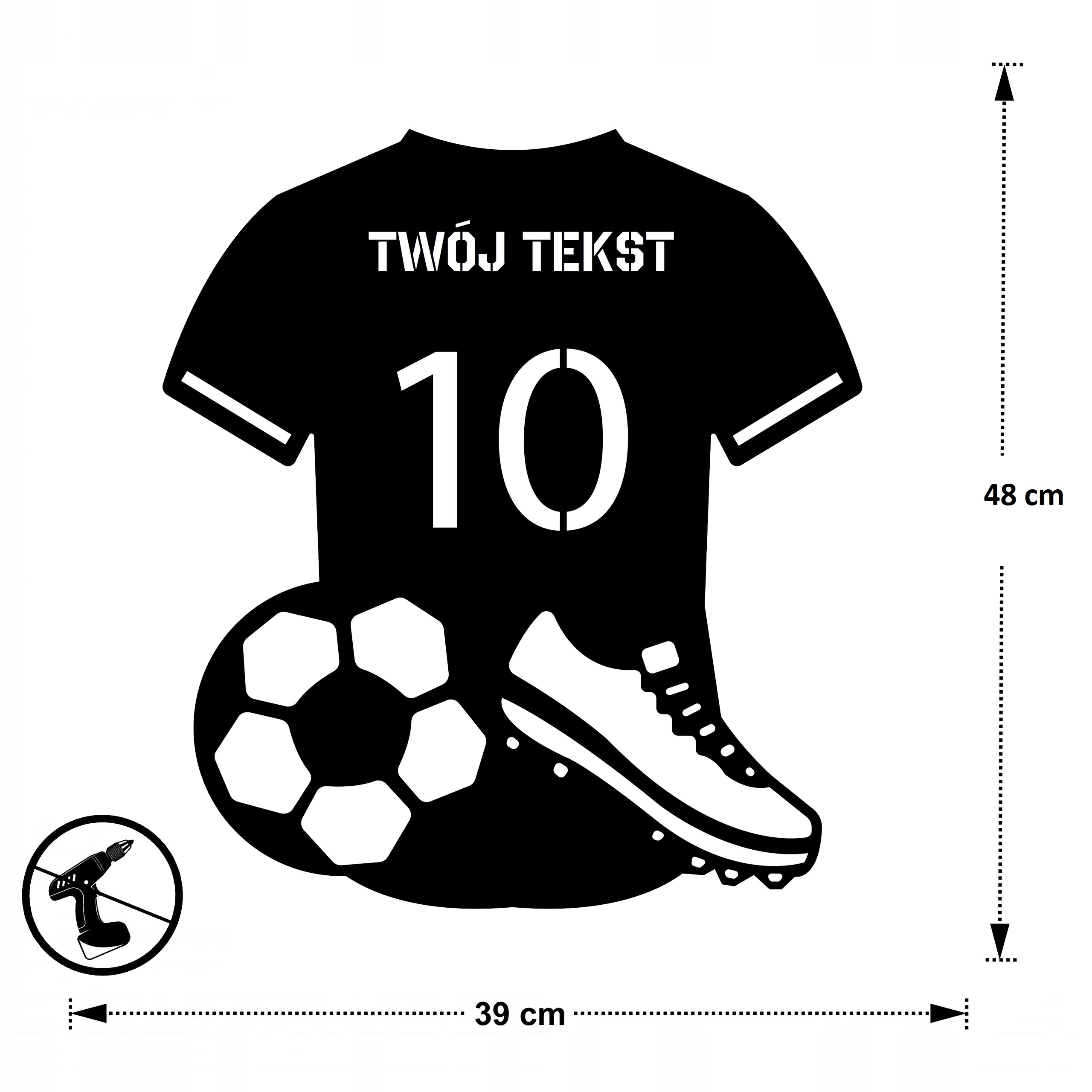 OBRAZ AŻUROWY OZDOBA ŚCIENNA KOSZULKA PIŁKARZ Z IMIENIEM DEKORACJA POKOJU Kod producenta wyp19