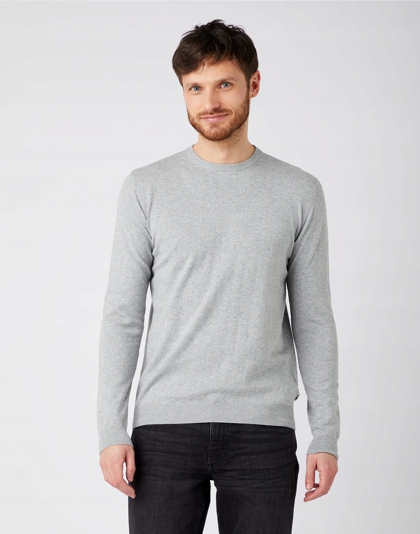 Pánský svetr Wrangler Crew Knit MID Grey Mel W8M0QLX37 M