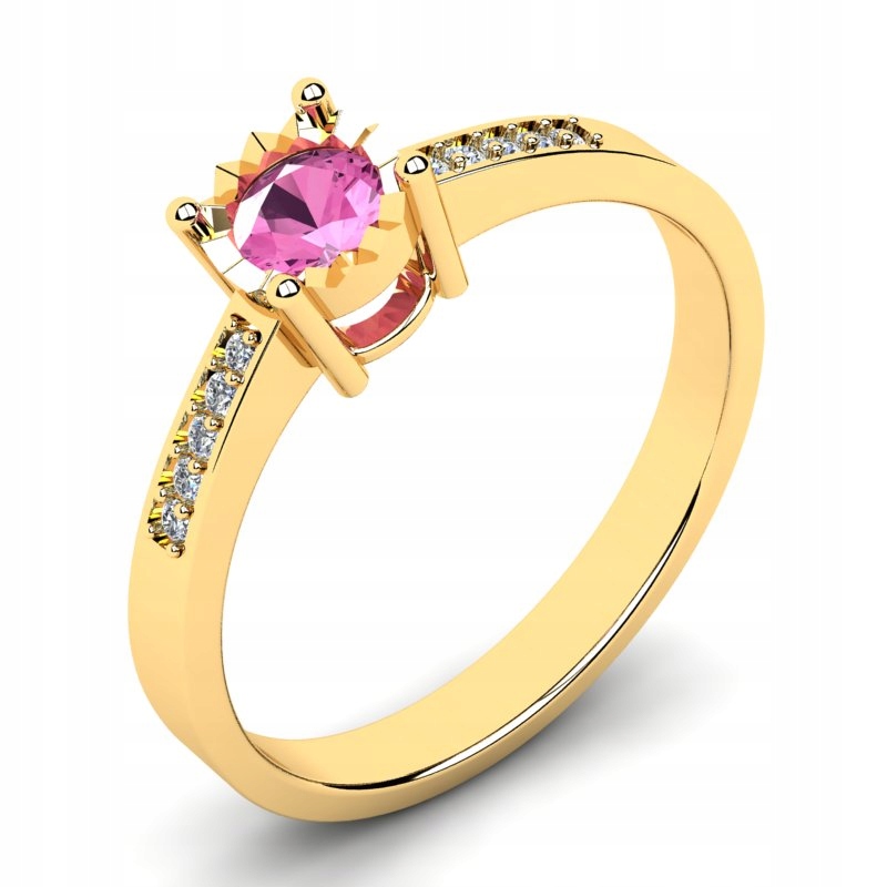 

Pierścionek Złoty Z Różową Cyrkonią 14KR