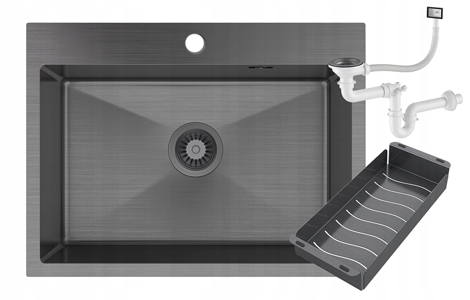 Jednokomorový Ocelový Dřez Černý Grafitový Do Kuchyně BARI60