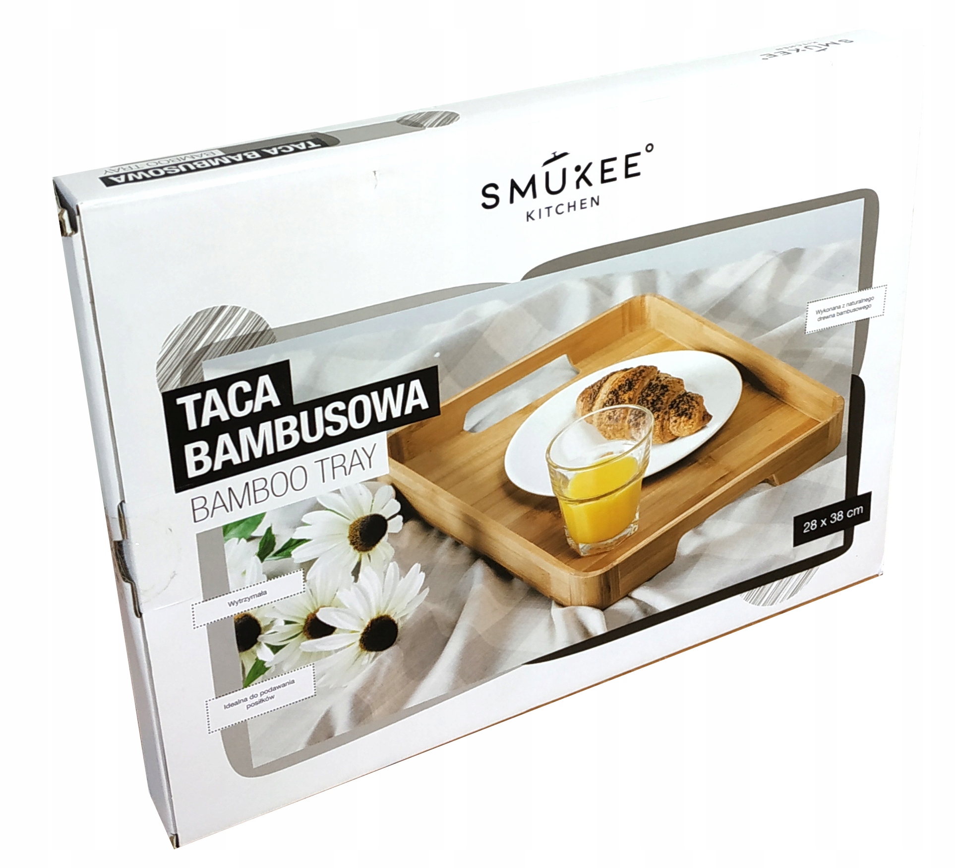 

Taca Bambusowa Z Uchwytami 28X38X4cm 100% Bambus
