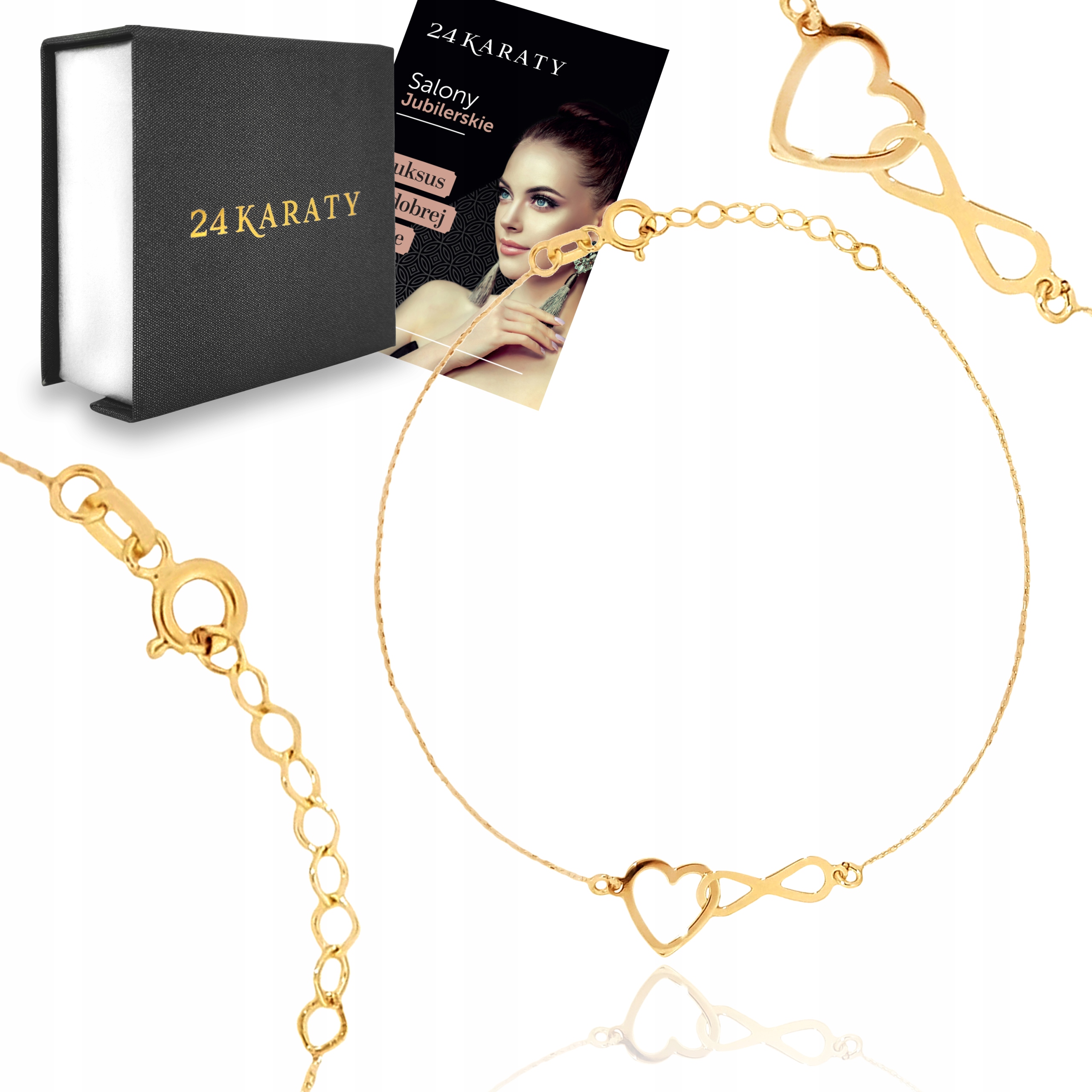 

Bransoletka Złota 585 Serce Nieskończoność Grawer