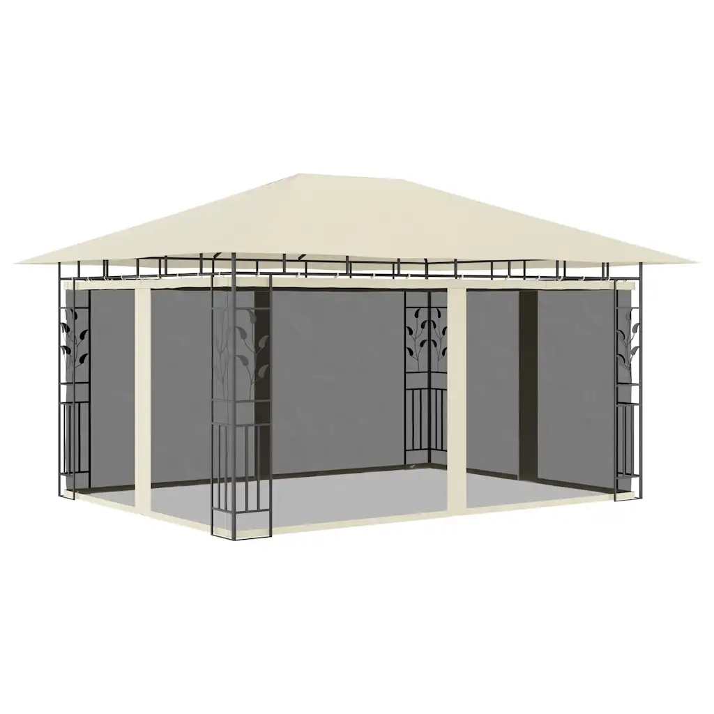 Zahradní altán s moskytiérou, Ocel a Polyester, krémový, 4x3x2.73 m