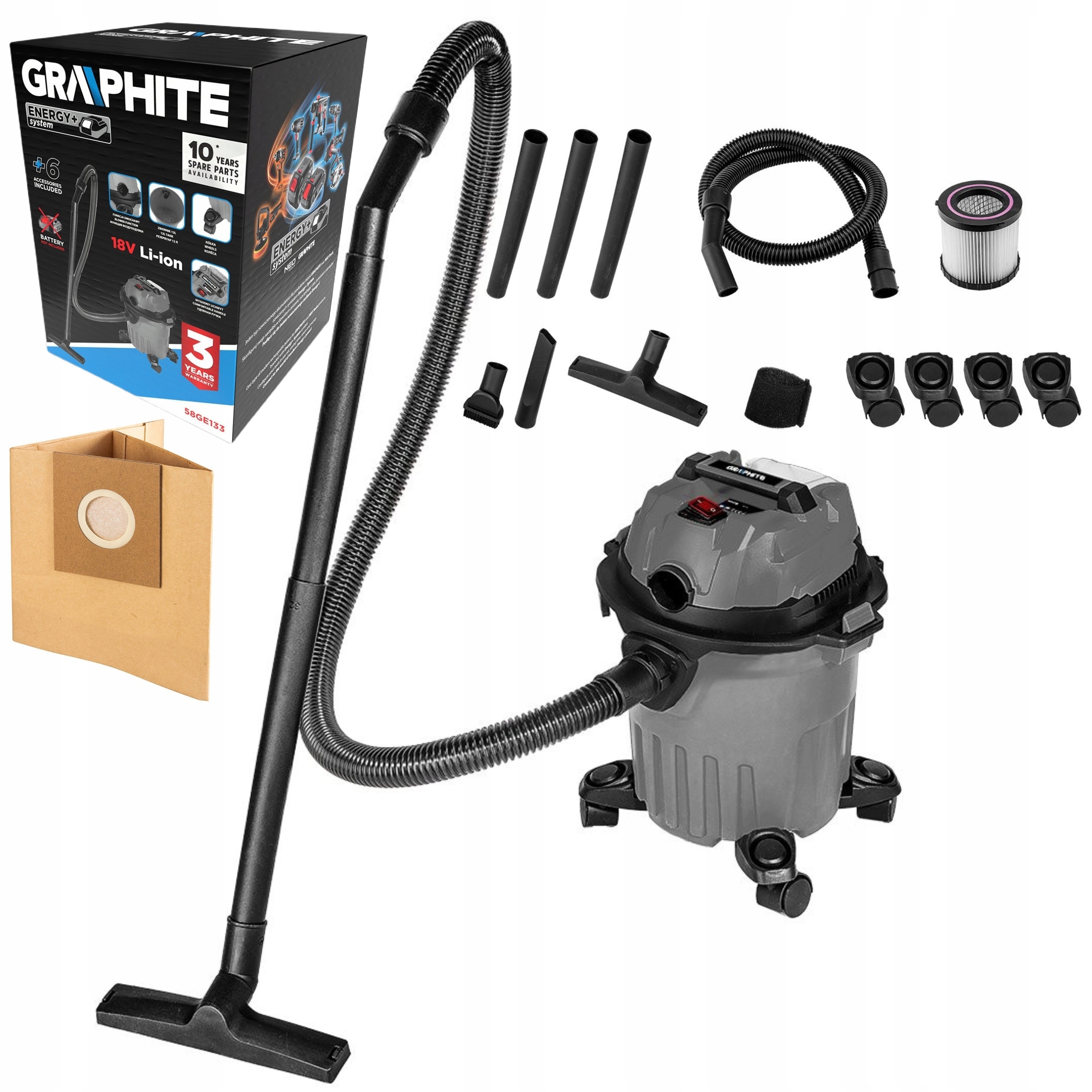 Graphite Vysavač 12L 18V Solo 150W 58GE133