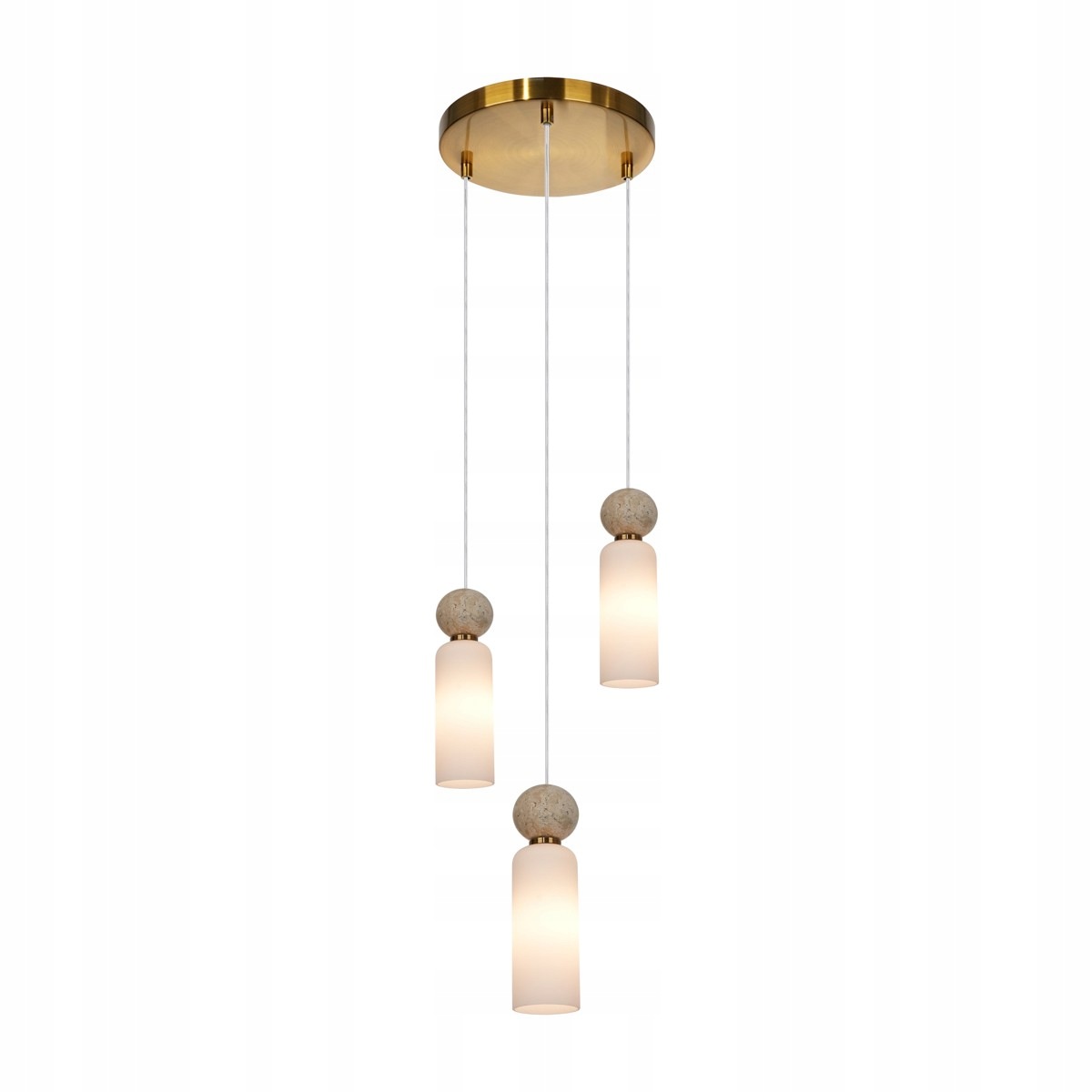 Santos, štýlová, dekoratívna, trojbodová zlatá závesná lampa, 3 x G9