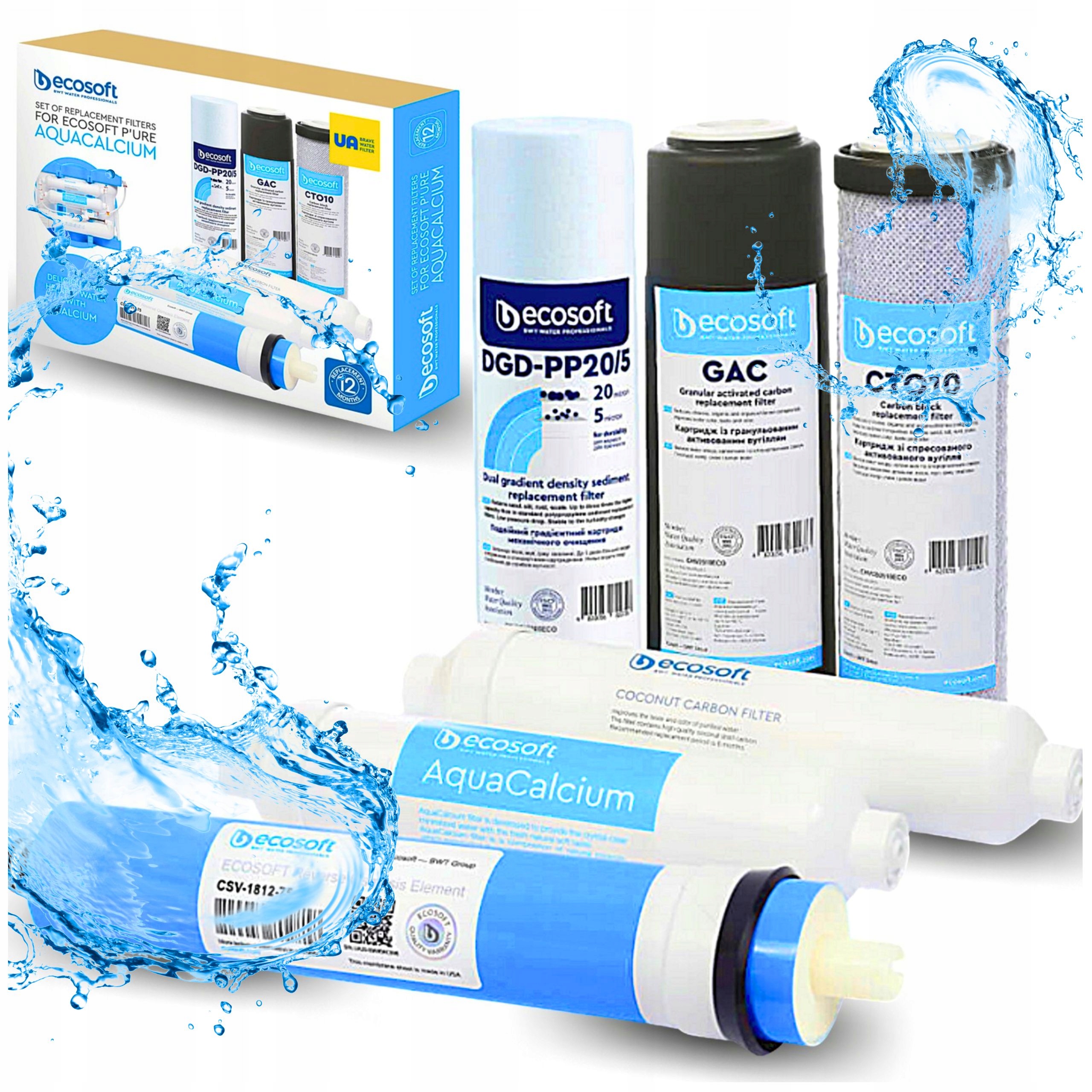 Sada Výměnných Filtrů Ecosoft Pure Aquacalcium membrána 5+1 zdraví