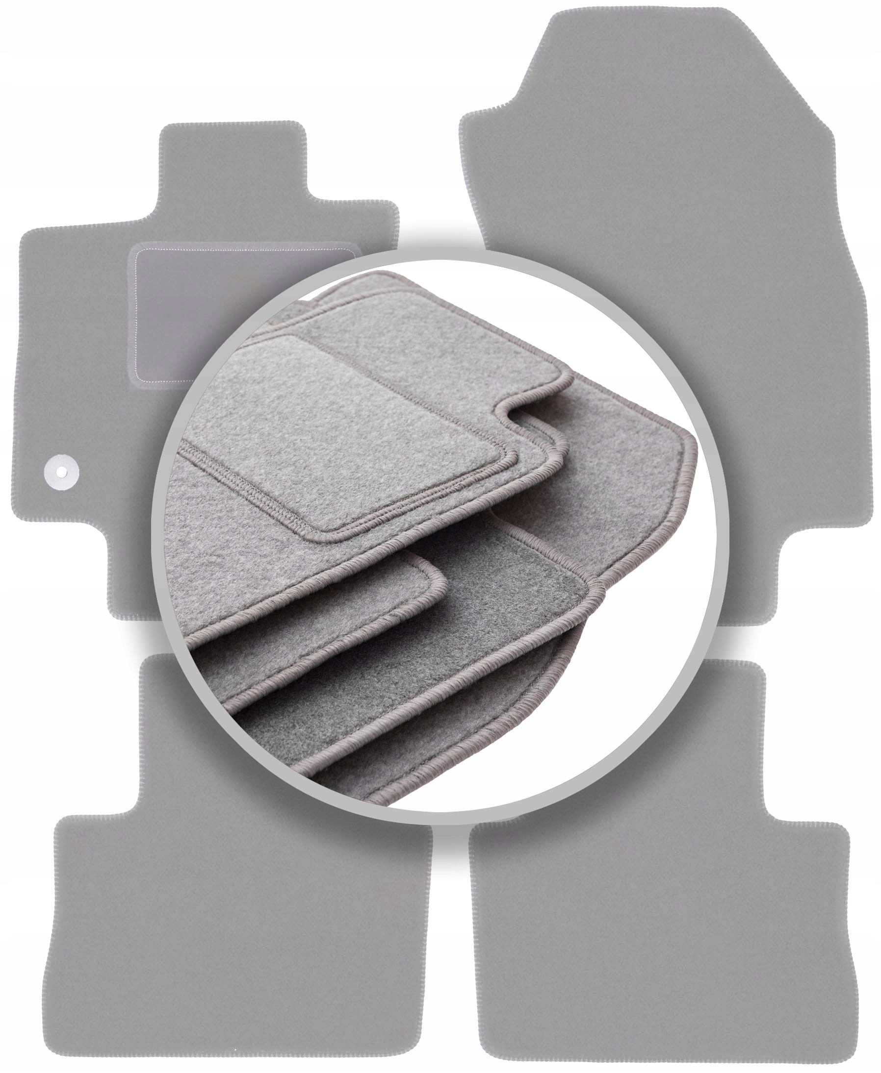 Velurové koberce Oslo šedé pro: Toyota RAV4 V Hybrid Suv 2019-