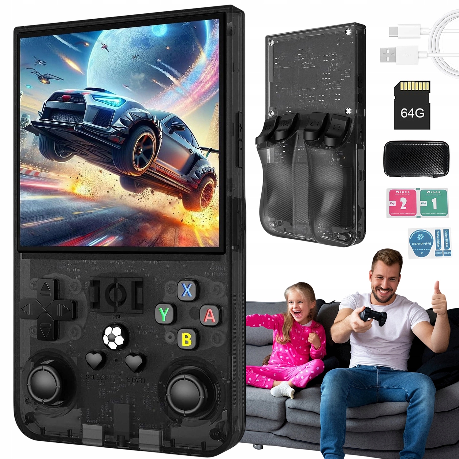 R36MAX Konsole Do Gier Retro Mini Hd 18000 Gier 64GB Graj Zawsze I Wszędzie