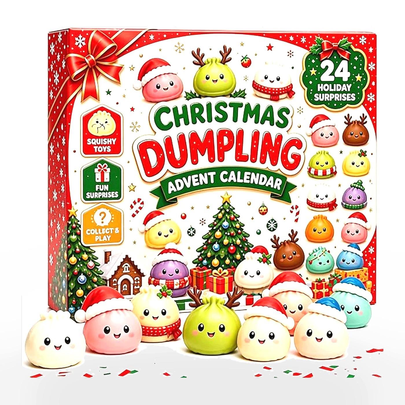 Адвент-календарь 2026, 24 праздничные мялки Squishy Dumpling — фото 8