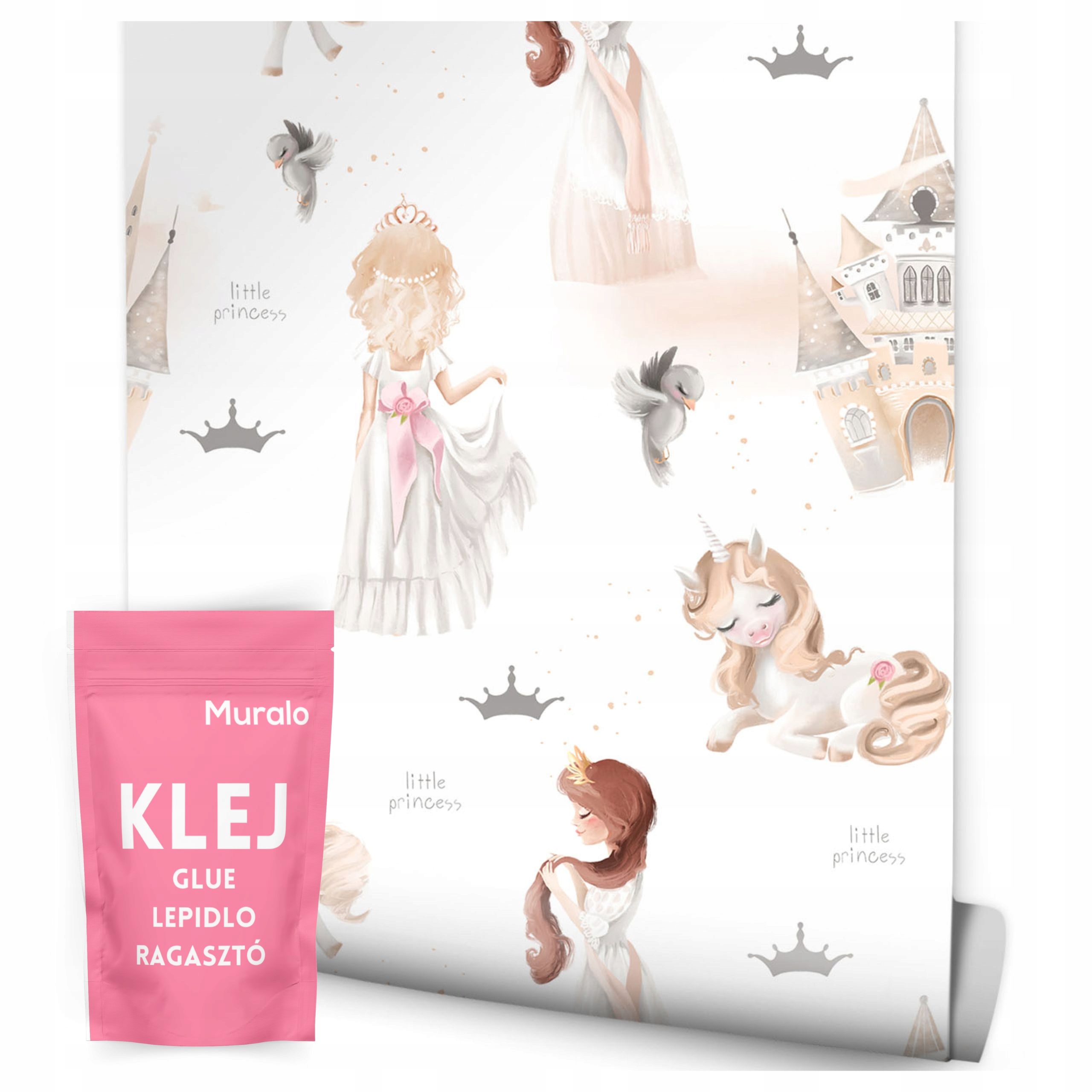 Tapeta Pro Děti Princezny, Jednorožci, Zámek, Koruna, Boho Styl, Pohádka