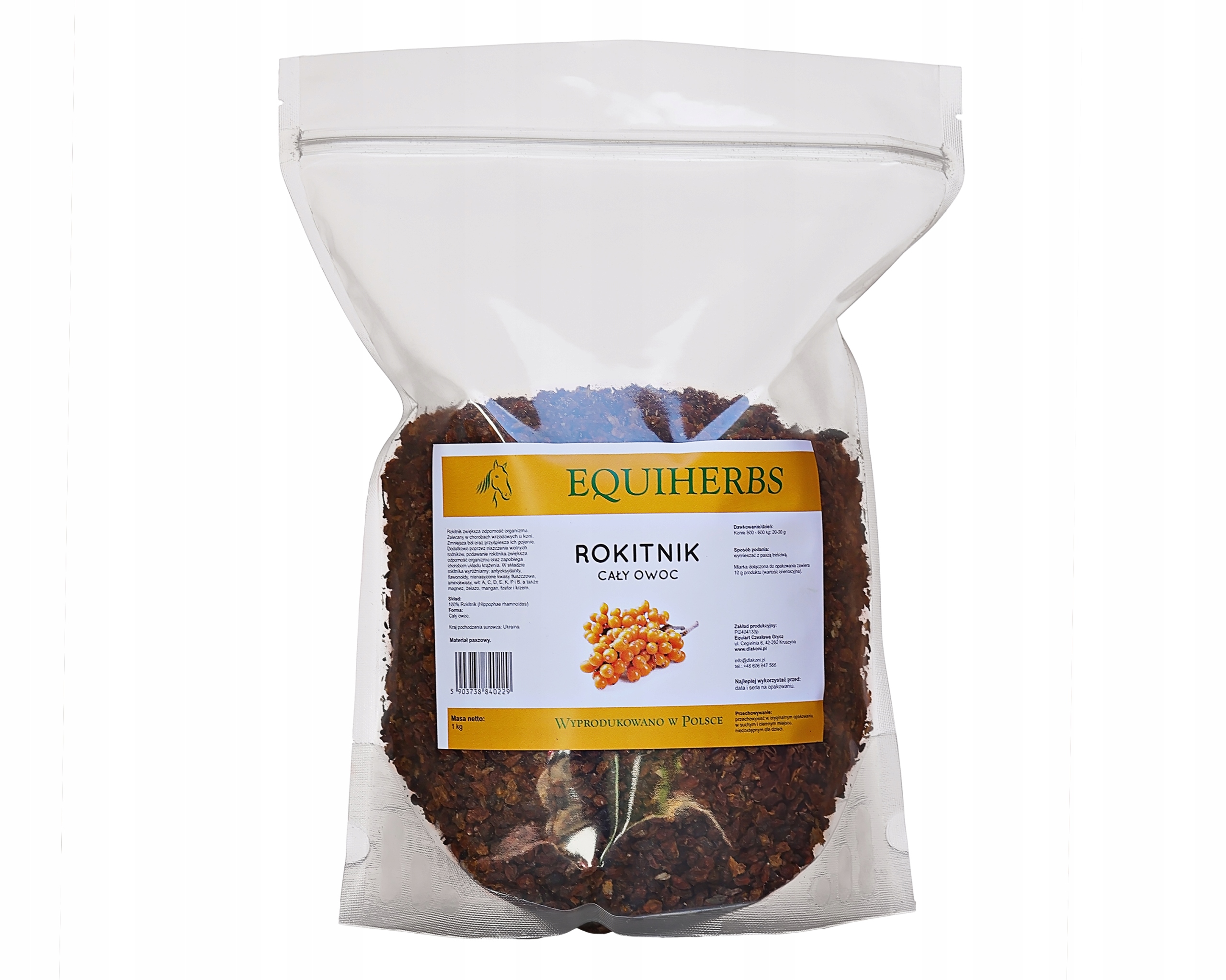 Rakytník pro koně 1 kg Equiherbs sušené ovoce imunita vředy trávení