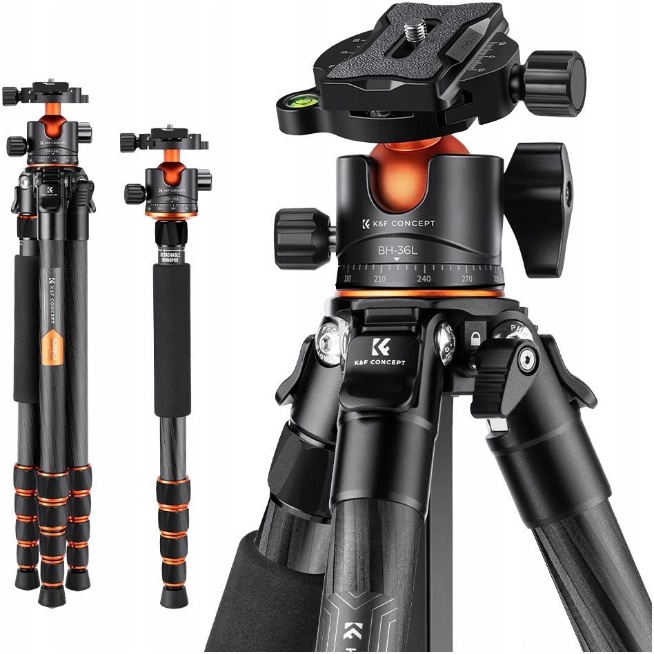 K&f Profesionální stativ z uhlíkových vláken, zatížení 15 kg A255C2+BH-36L