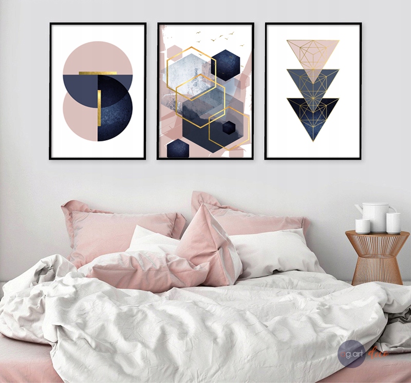 Plakaty grafiki ABSTRAKCJA ZŁOTE RÓŻ geometryczne Kod producenta set_1