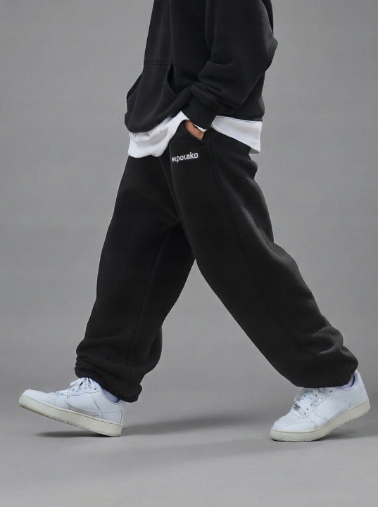 Široké Pánské Tepláky Baggy Černé El Polako Klasické Volné XL