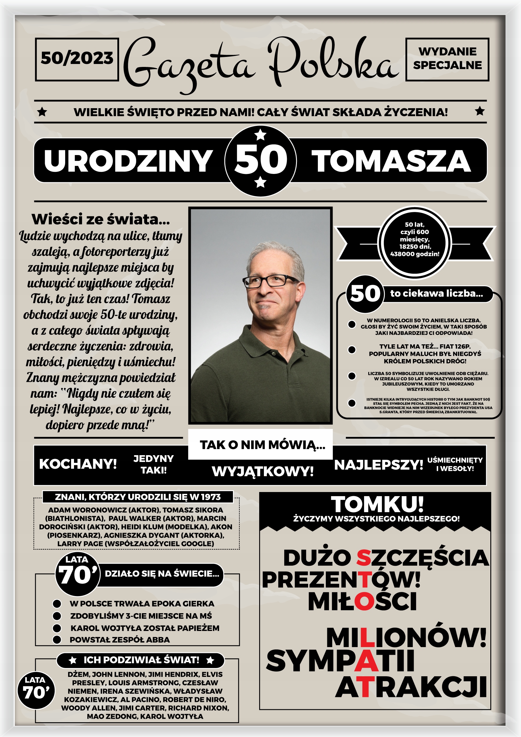 Urodziny 50 Śmieszny Gazeta