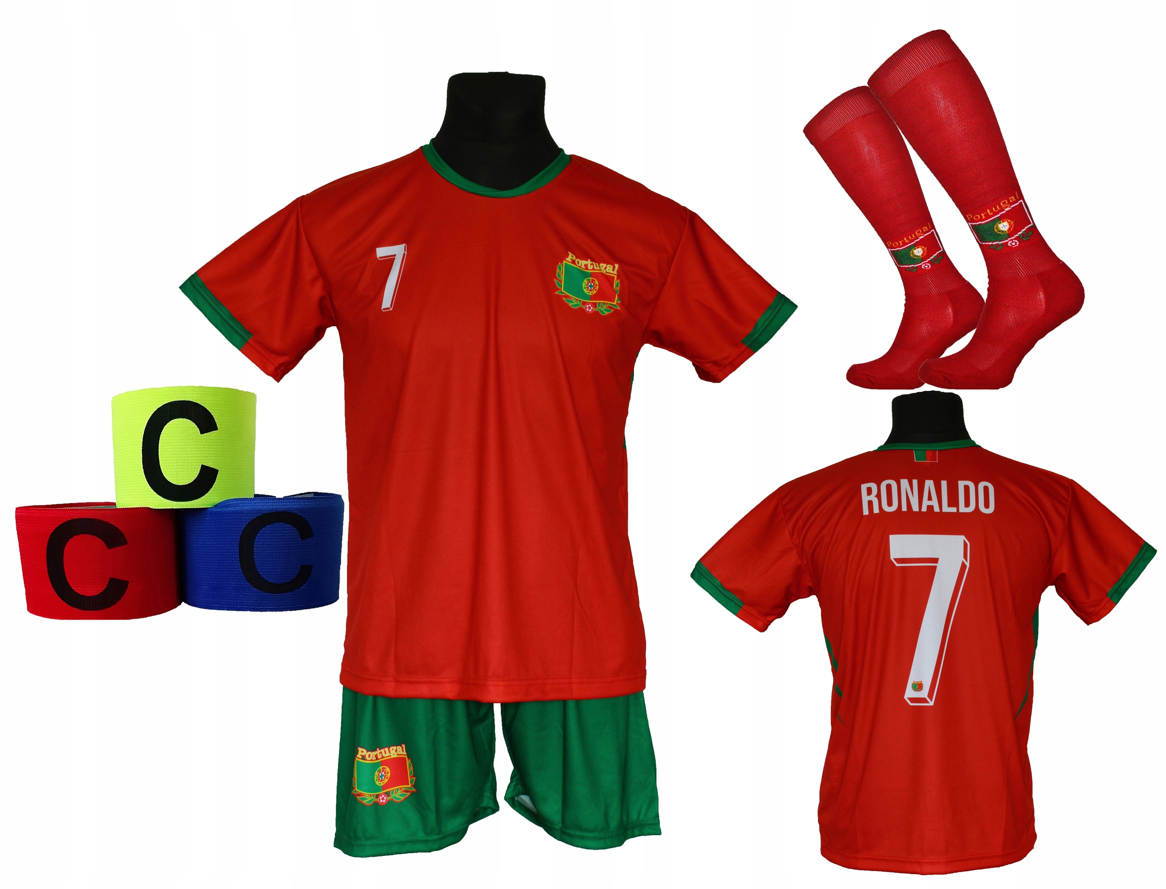 Ronaldo komplet strój piłkarski Portugalia ME24 r 140 opaska