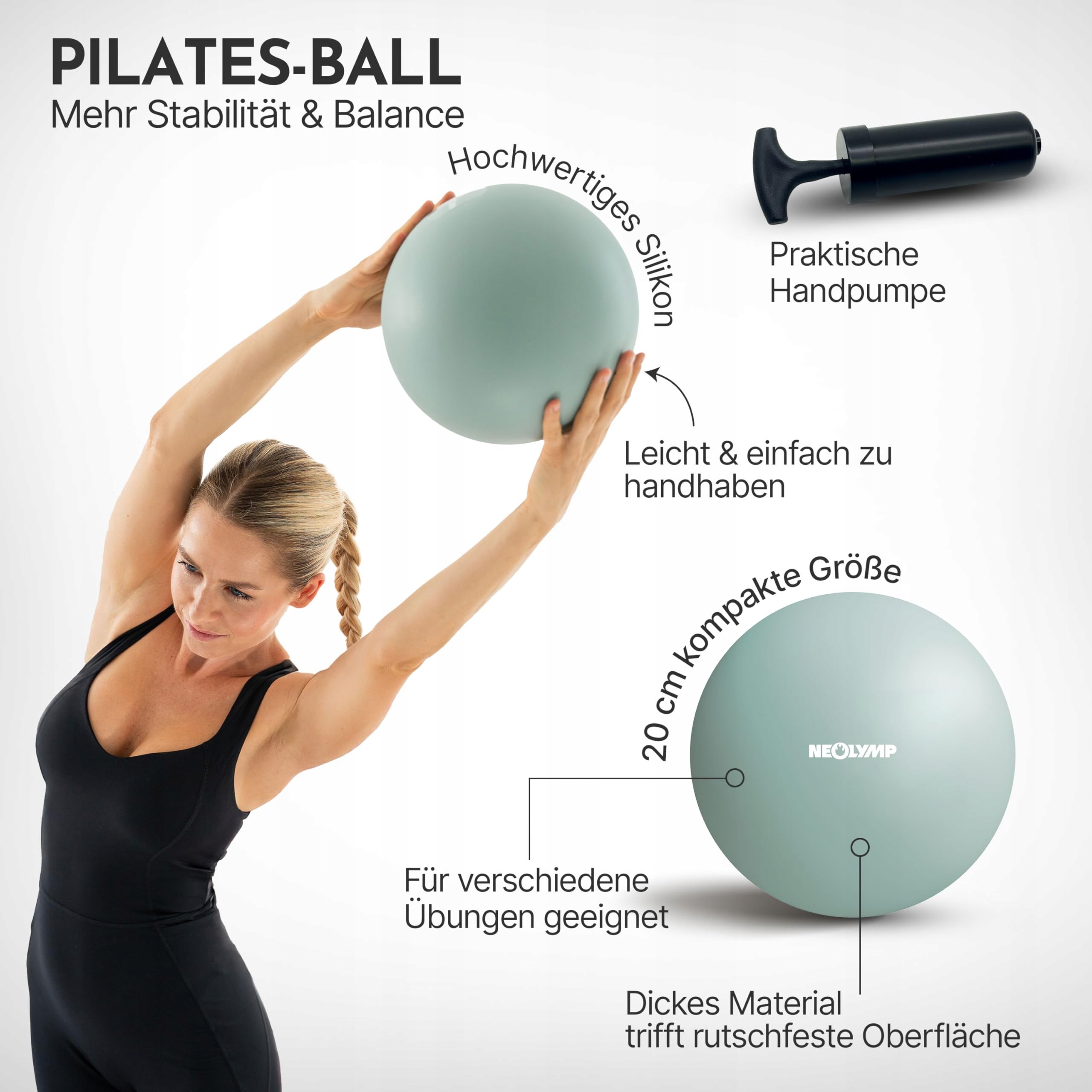 NEOLYMP Pilates Ball 20 cm Niebieski Antypoślizgowy Do Jogi i Pilatesu — miniatura 3